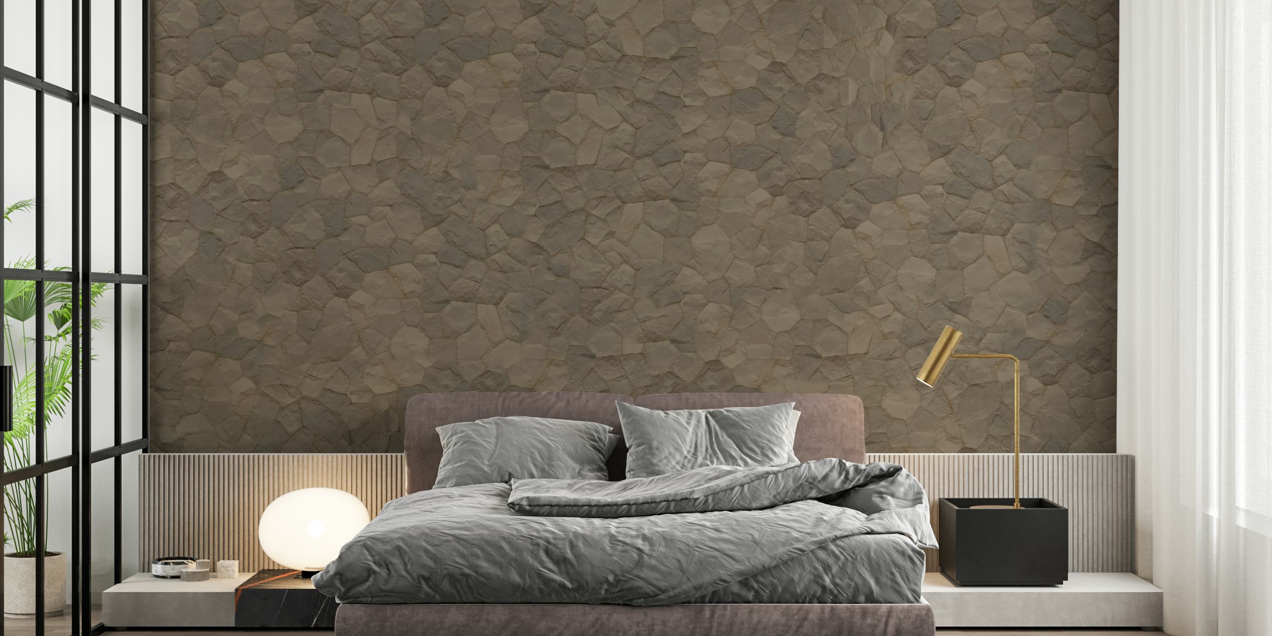 Papel pintado texturizado en piedra en una habitación