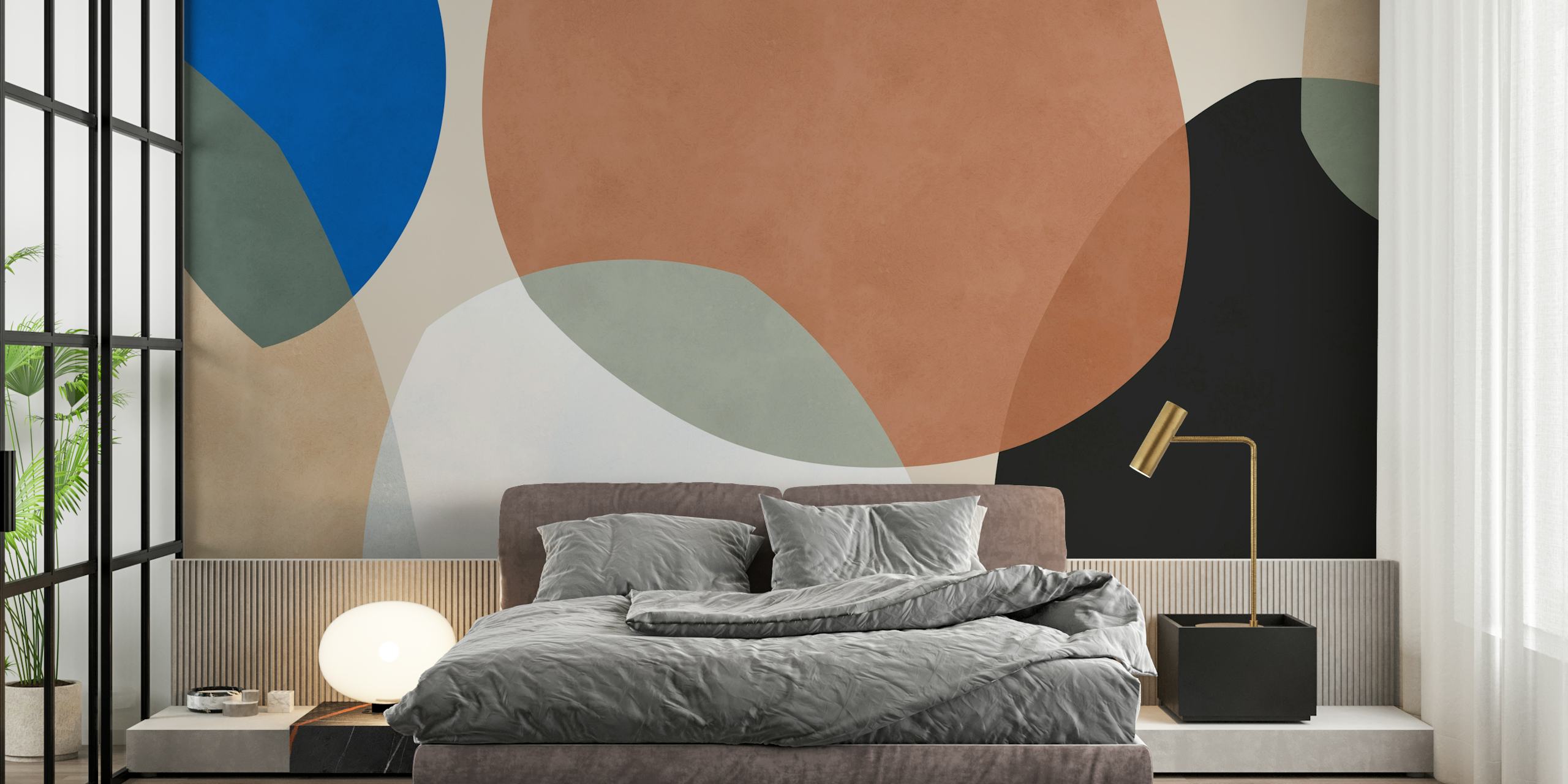 Colorful abstract geometric shapes wall mural for modern interior decor