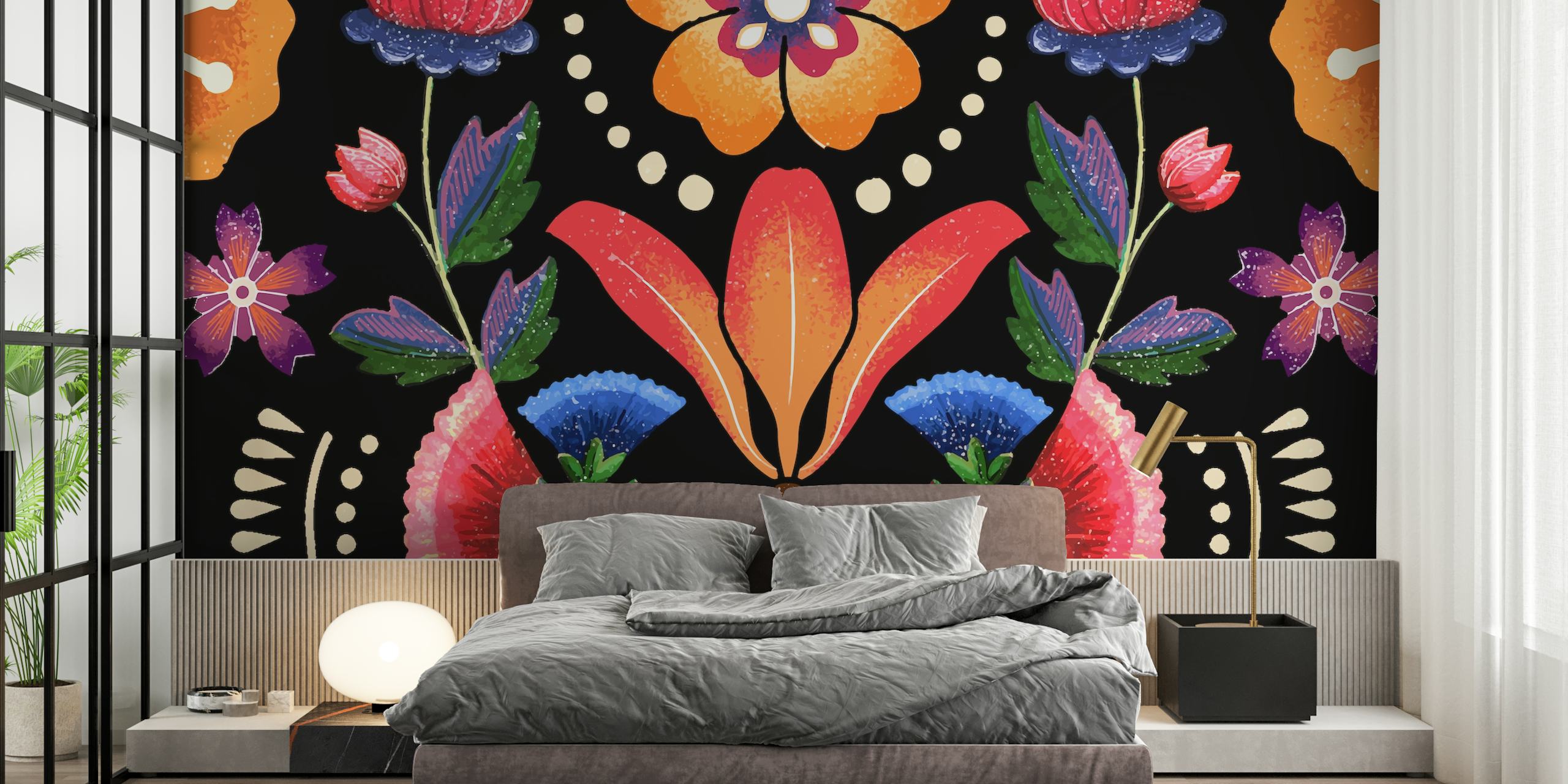 Frida Big Onix wallpaper in a cozy room