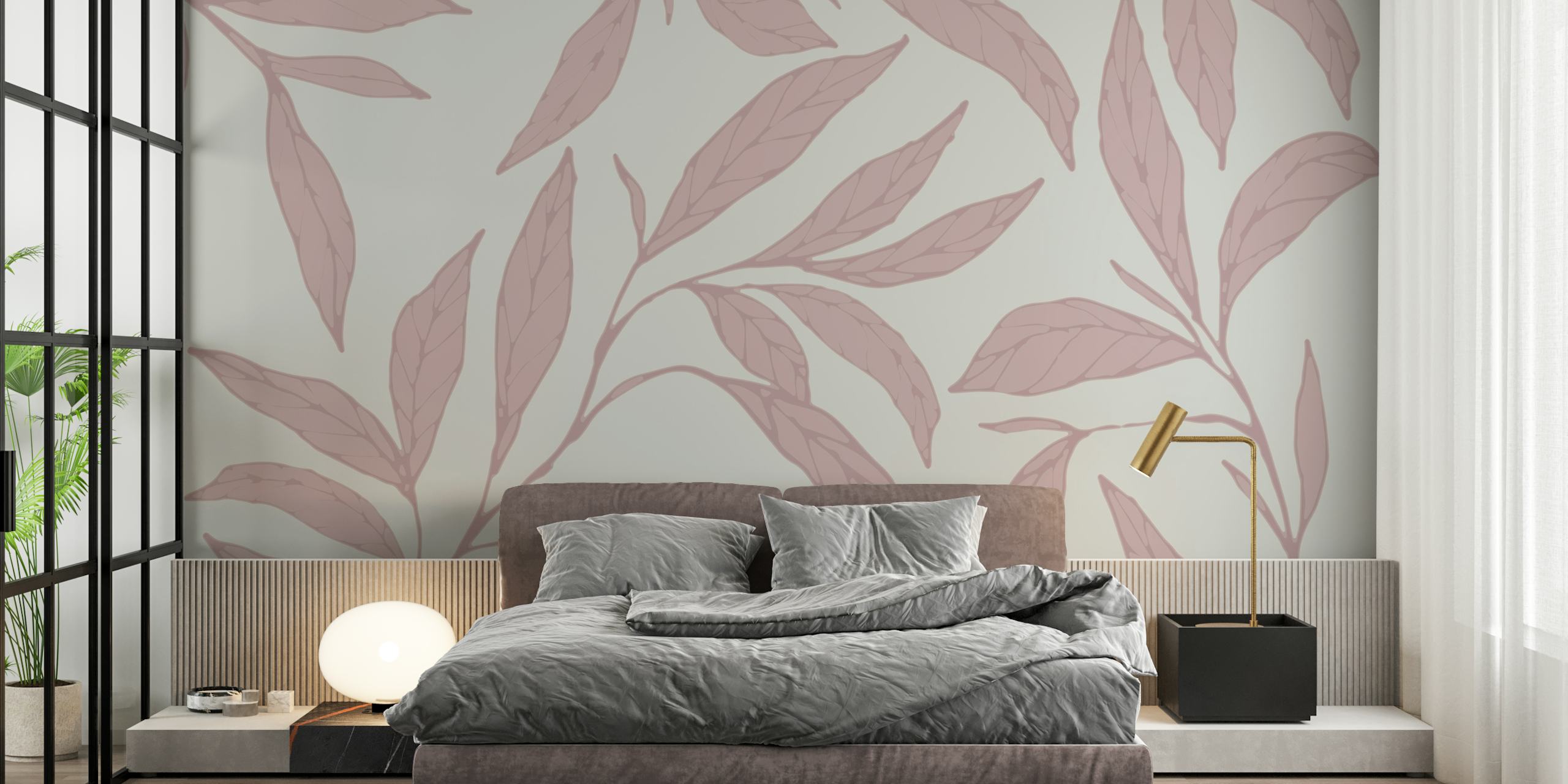 Pink leaves on a light background wallpaper
