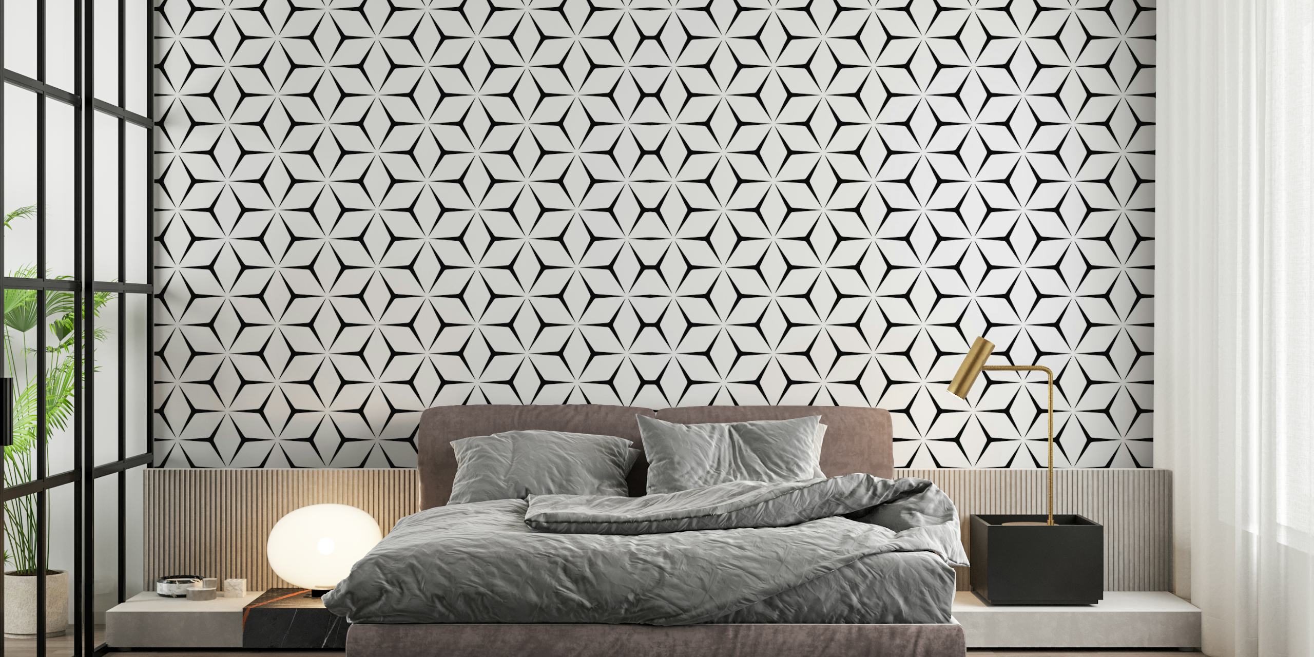 Geometric pattern in black and white wallpaper
