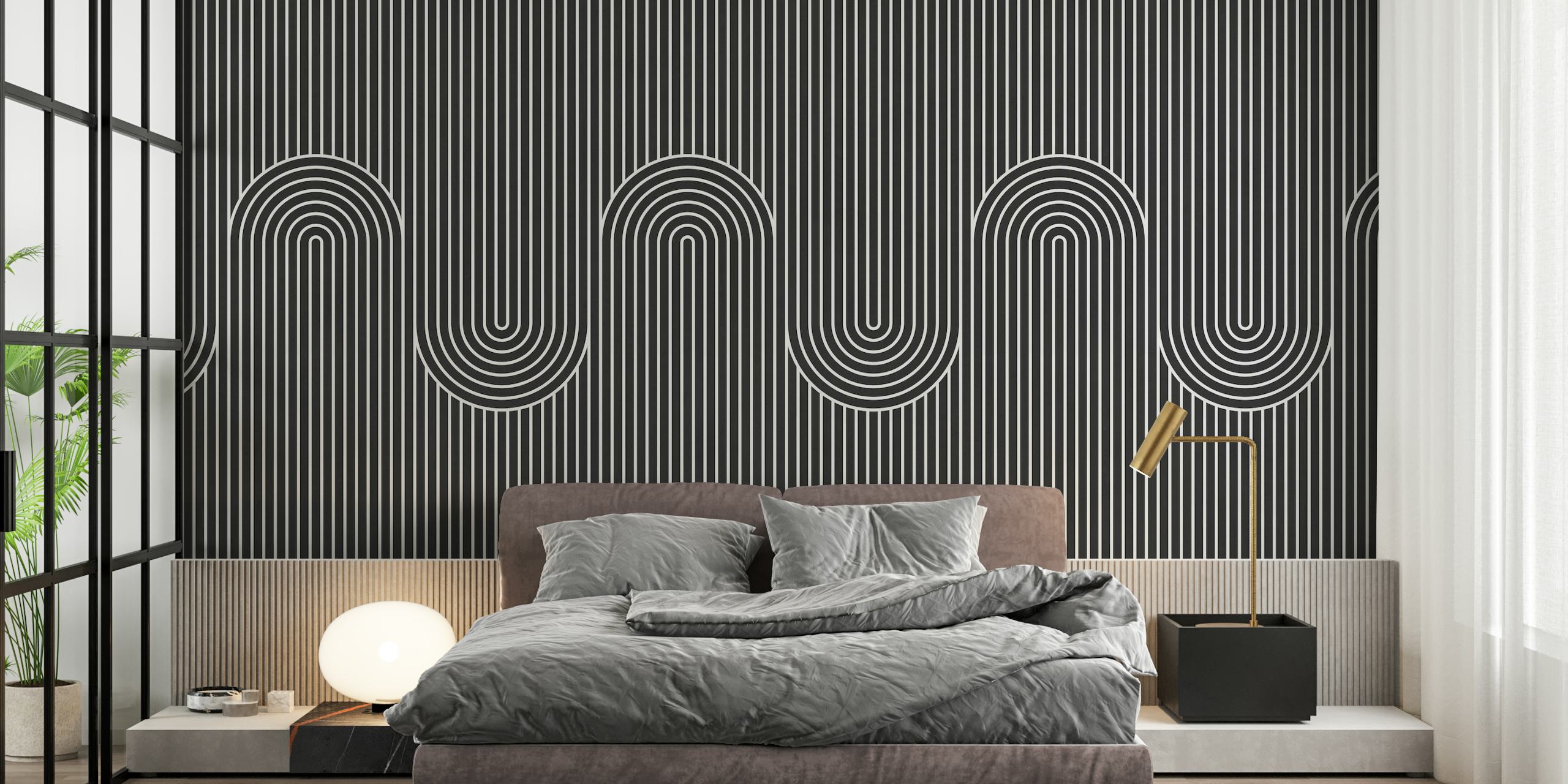 Lines and circles wallpaper in a room