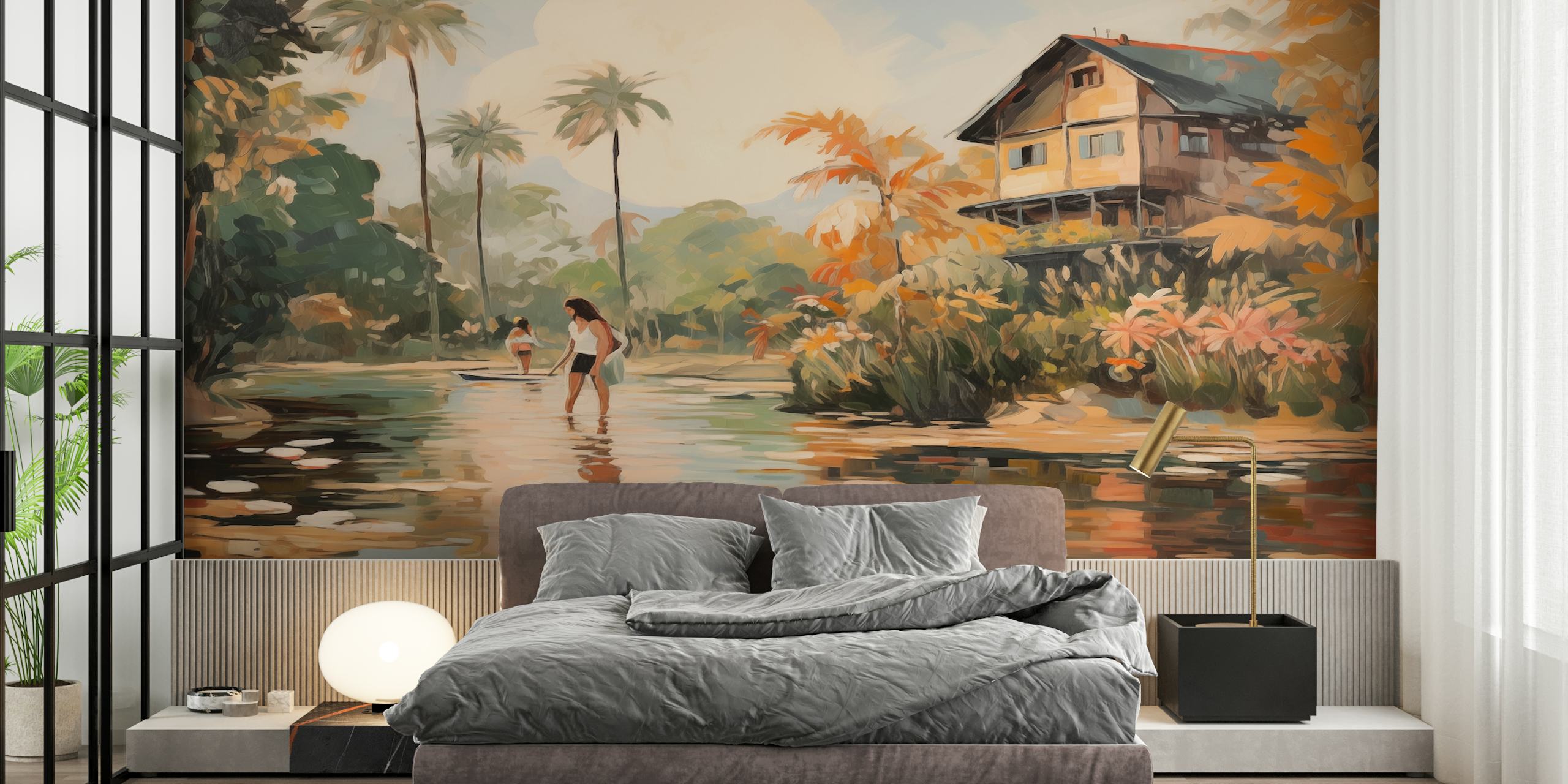 Papel pintado Summer Boho Impressionism en una habitación