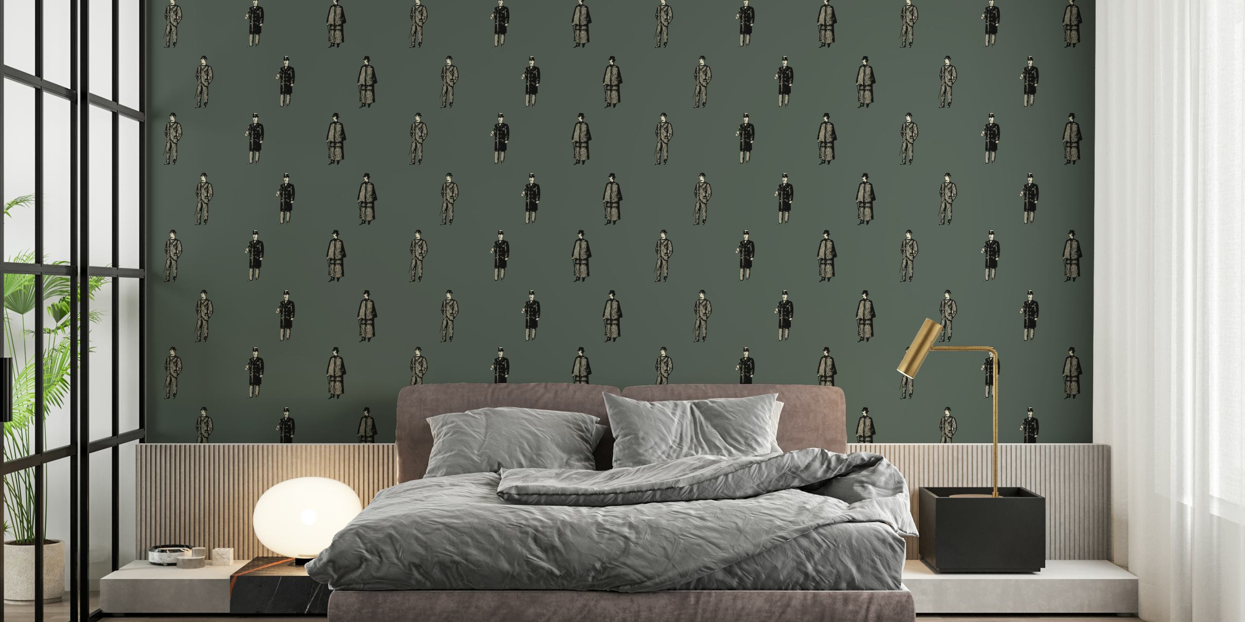 Design de papier peint Vintage Man dans une pièce