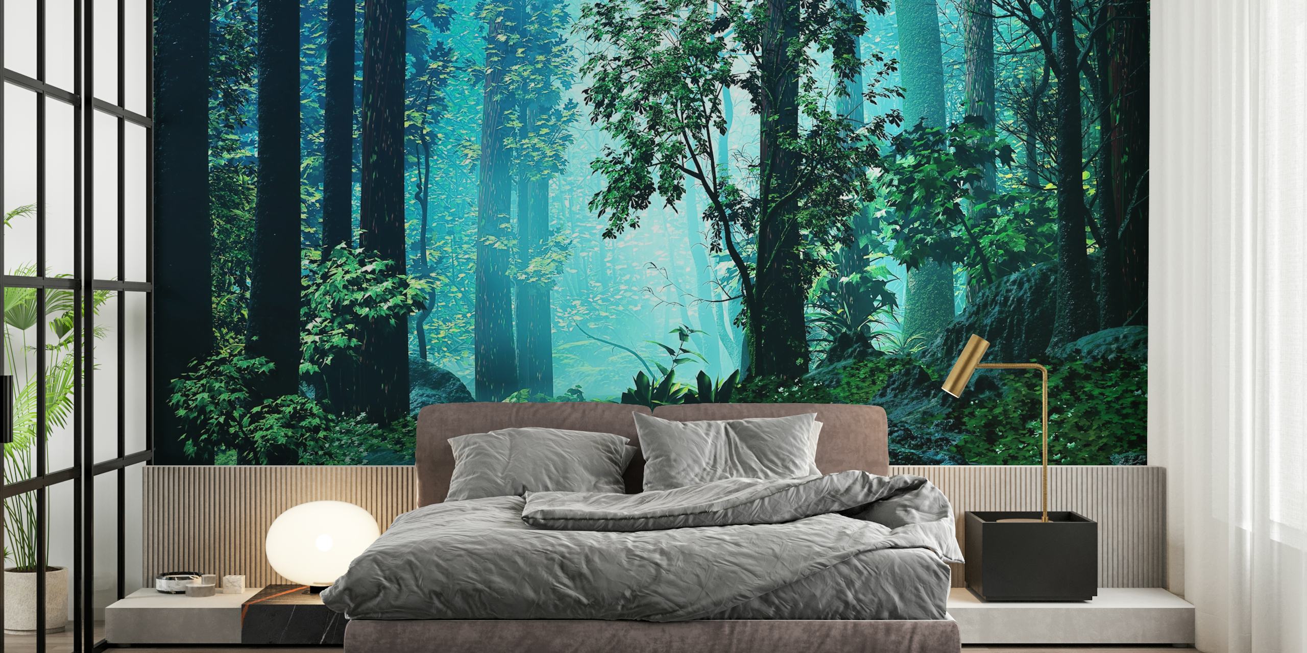 Wood at Dawn Tapetdesign in einem Raum