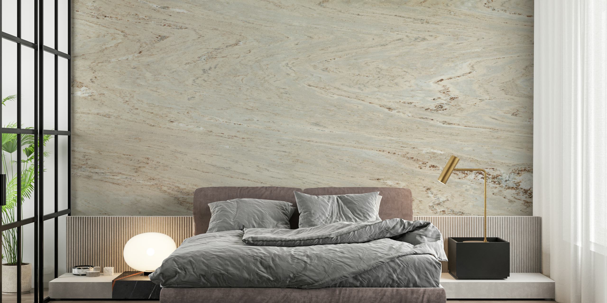 Gray marble pattern with beige veins wallpaper