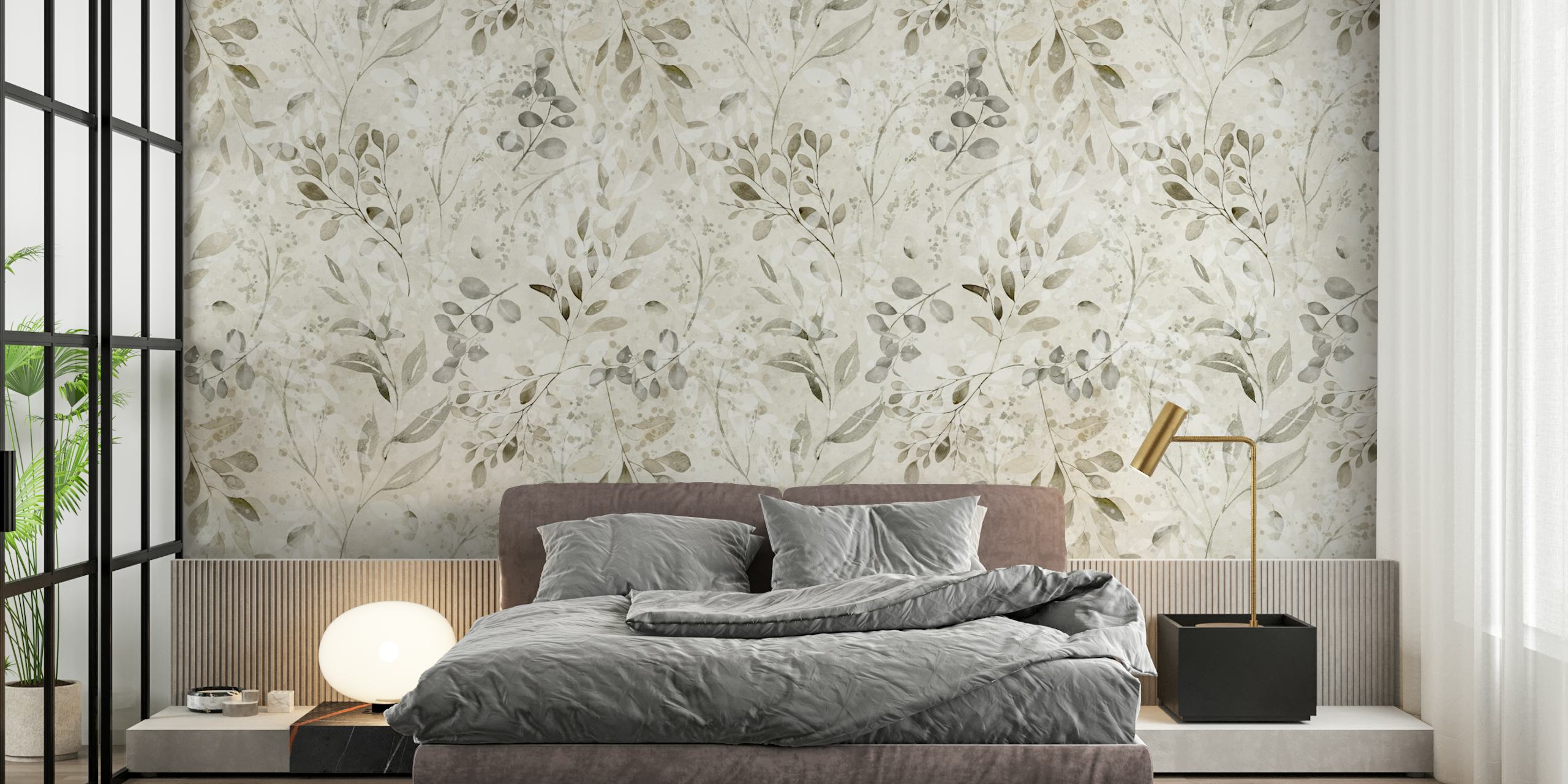 Eucalyptus earth tones tapet i ett rum
