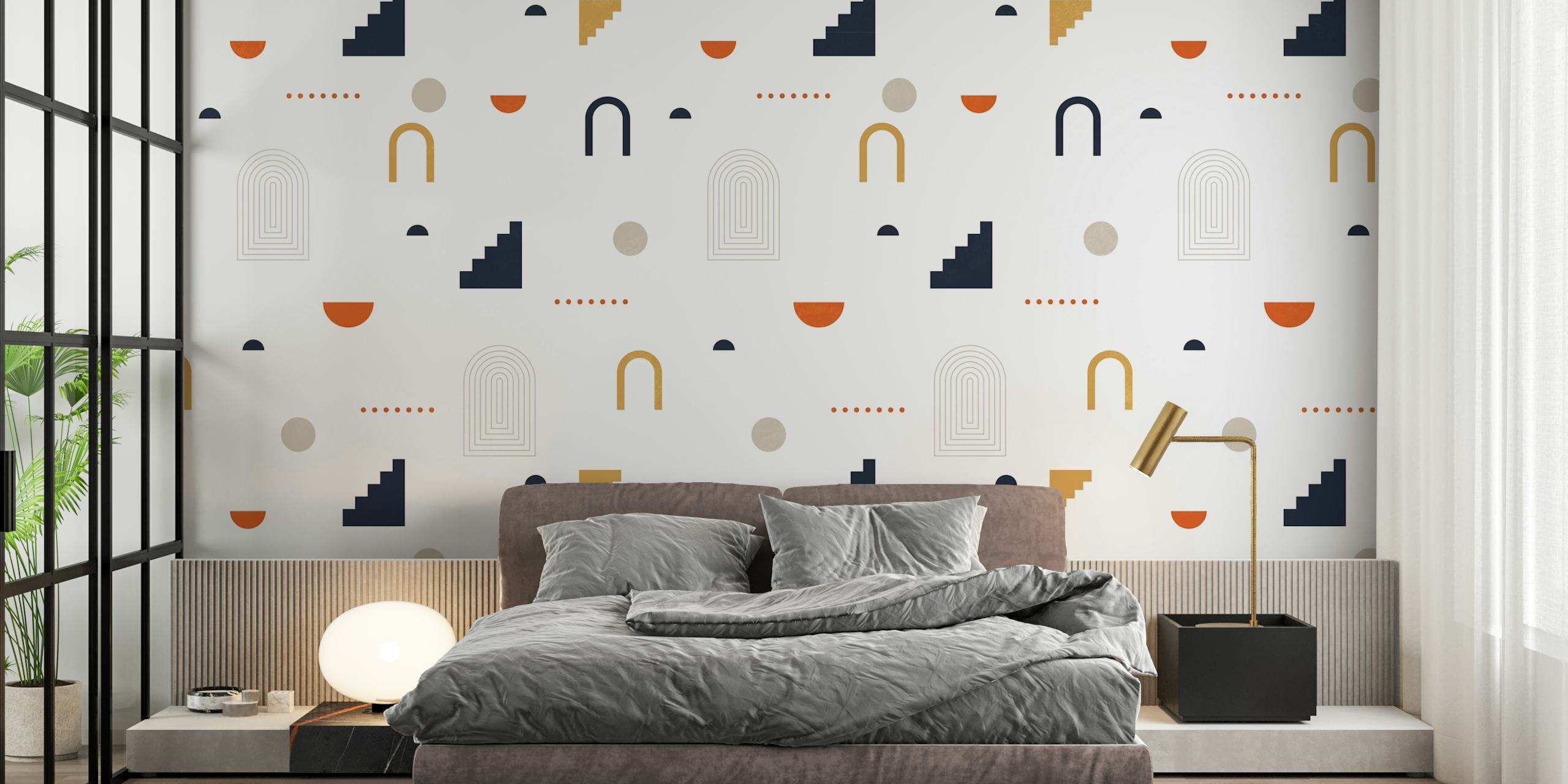 Mid Century Bauhaus Minimalist Geometric Shapes Wall Mural