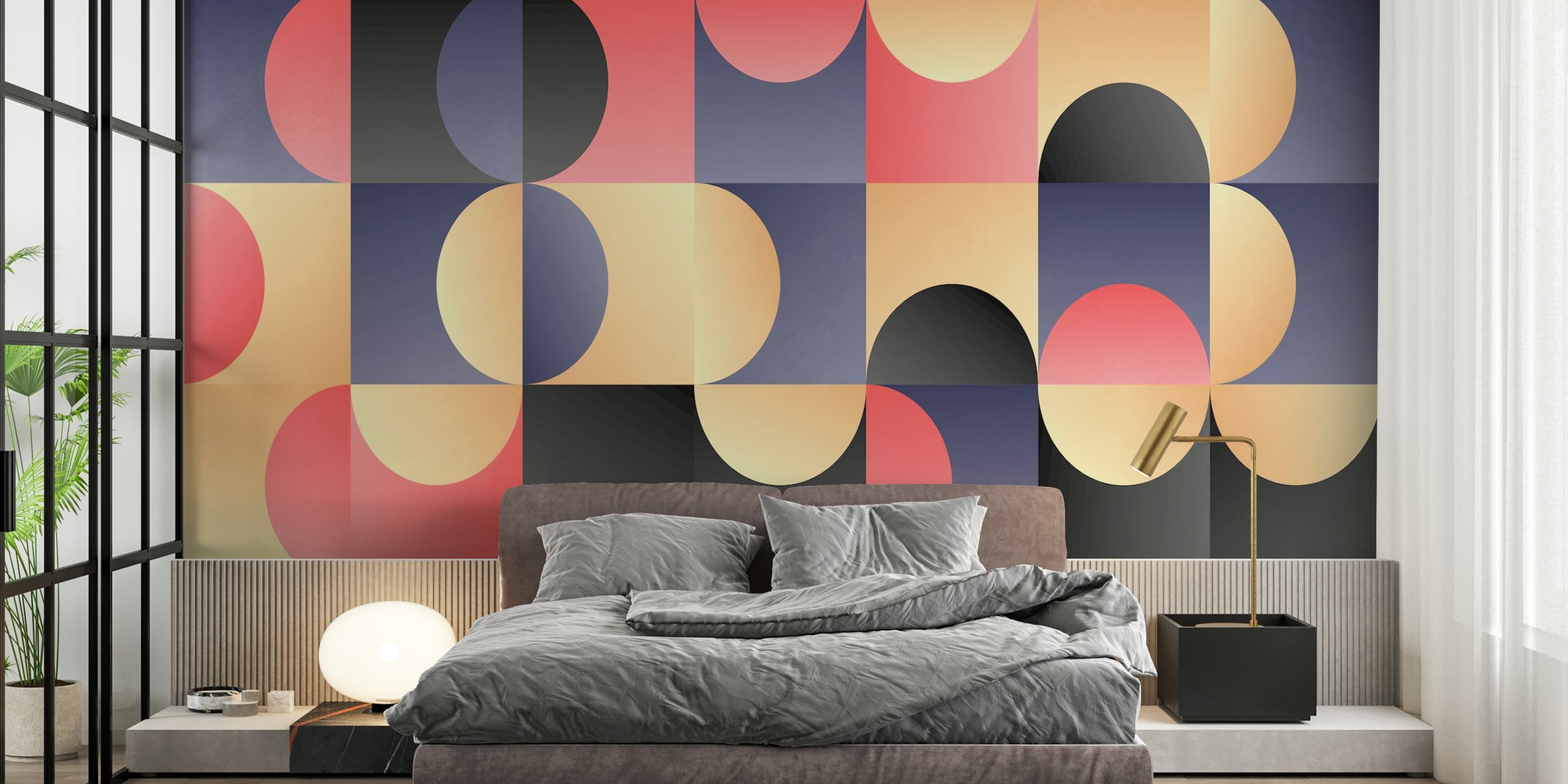 Mid Century Bauhaus Retro Tapetti Huoneessa