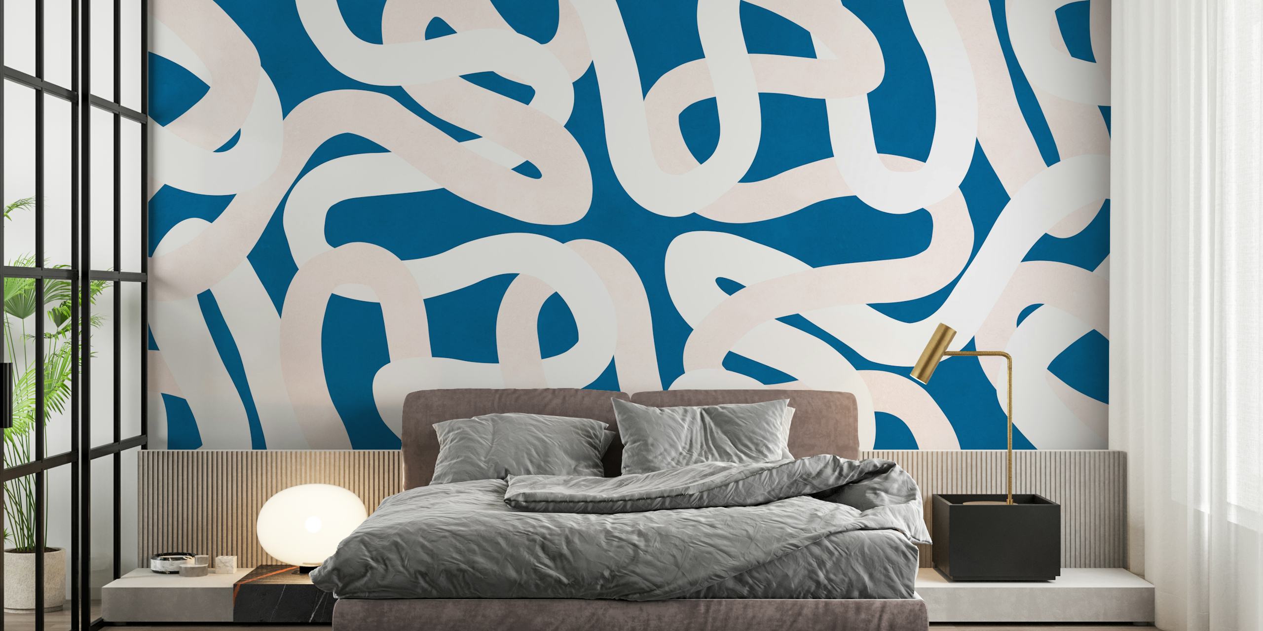 Modern wallpaper with lines on blue background