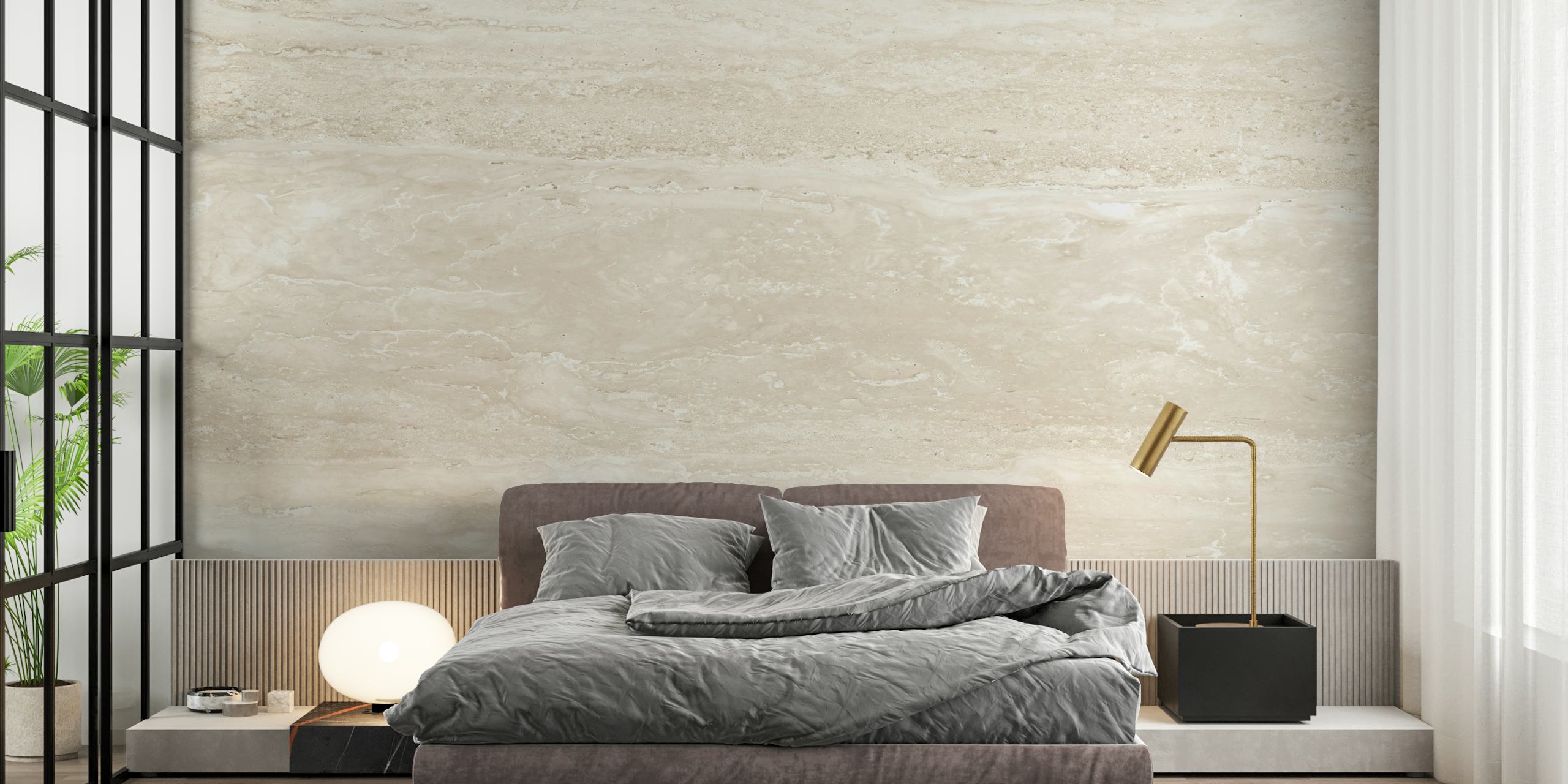 Kremet beige veggmaleri med lys travertinstruktur