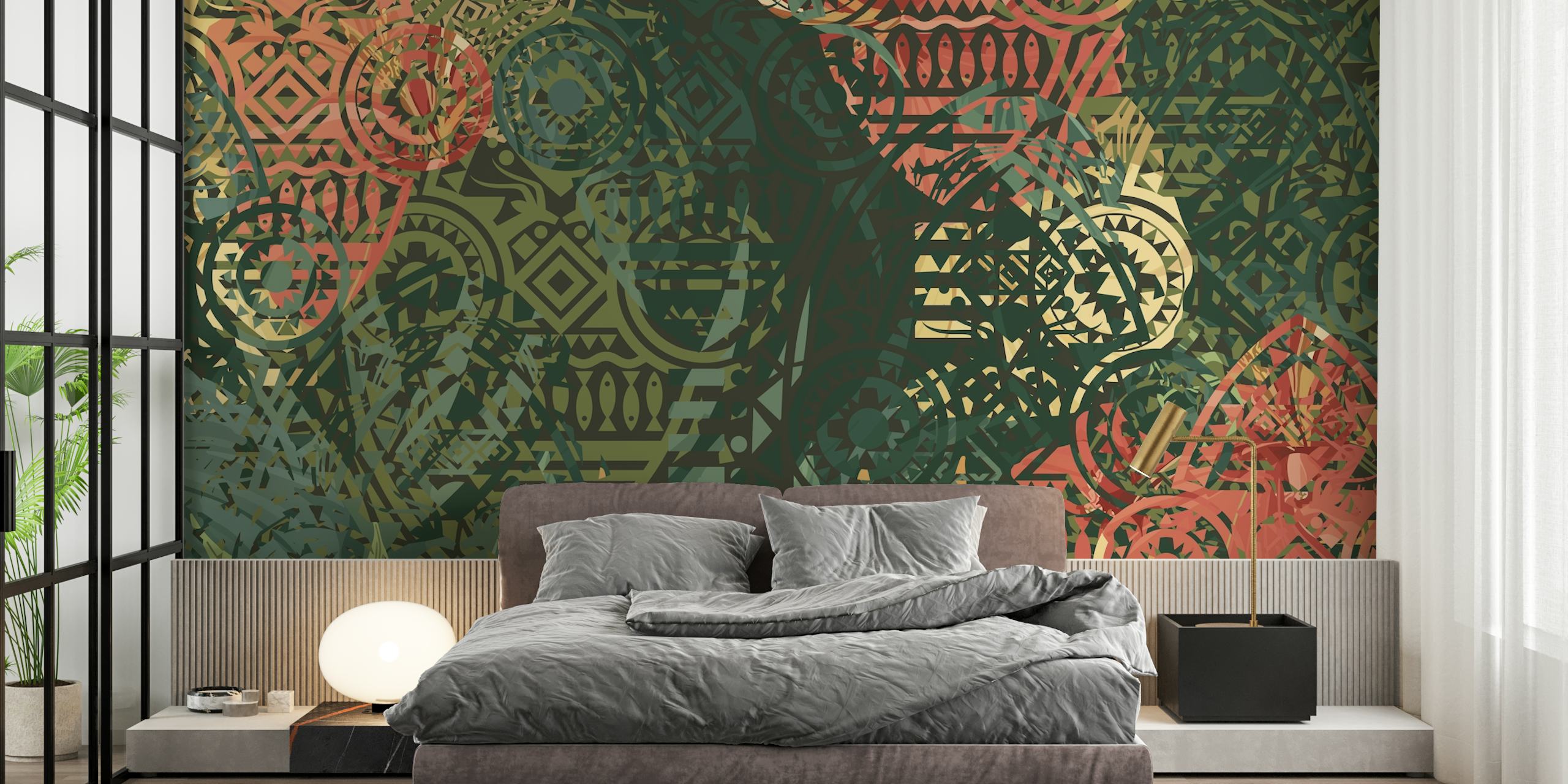 Papel de parede Luxury African Florest em um quarto