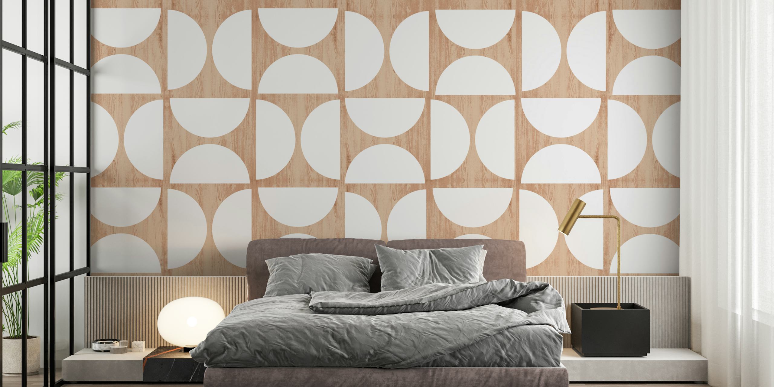 Beige White Bauhaus wallpaper in a room
