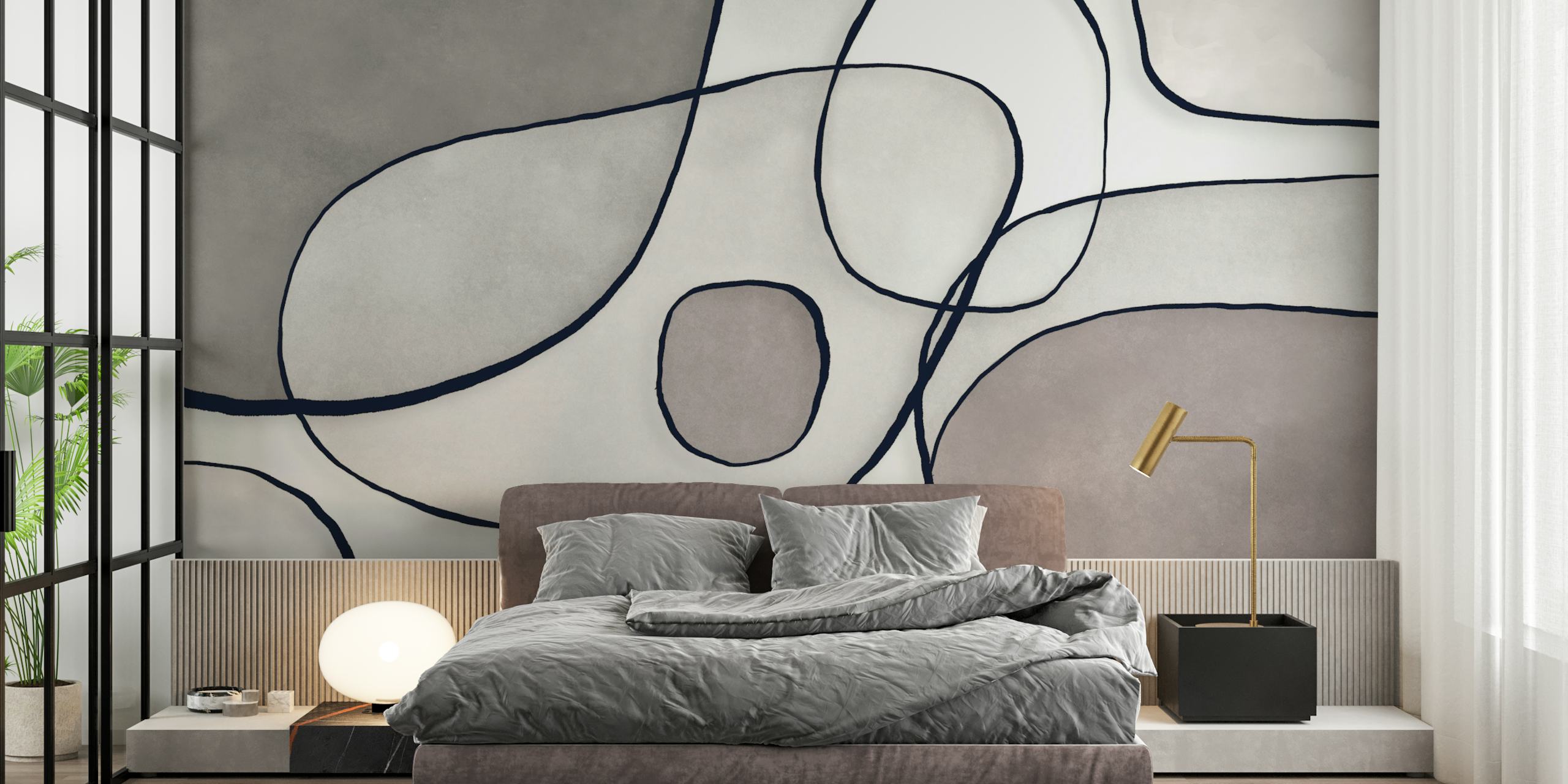 Artistic geometric wallpaper in a stylish room