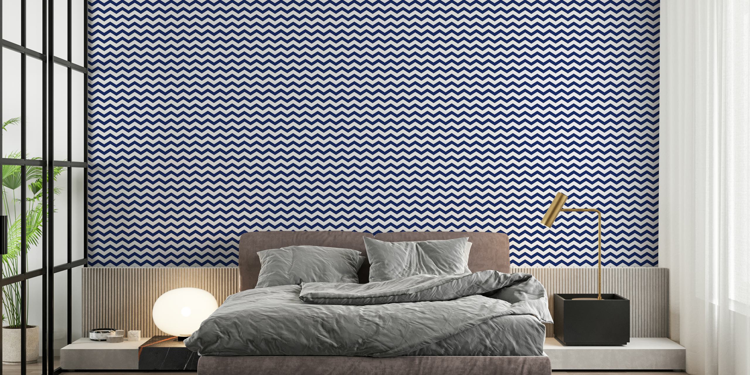 Tapeta Striped Scandi Wave Blue w pokoju