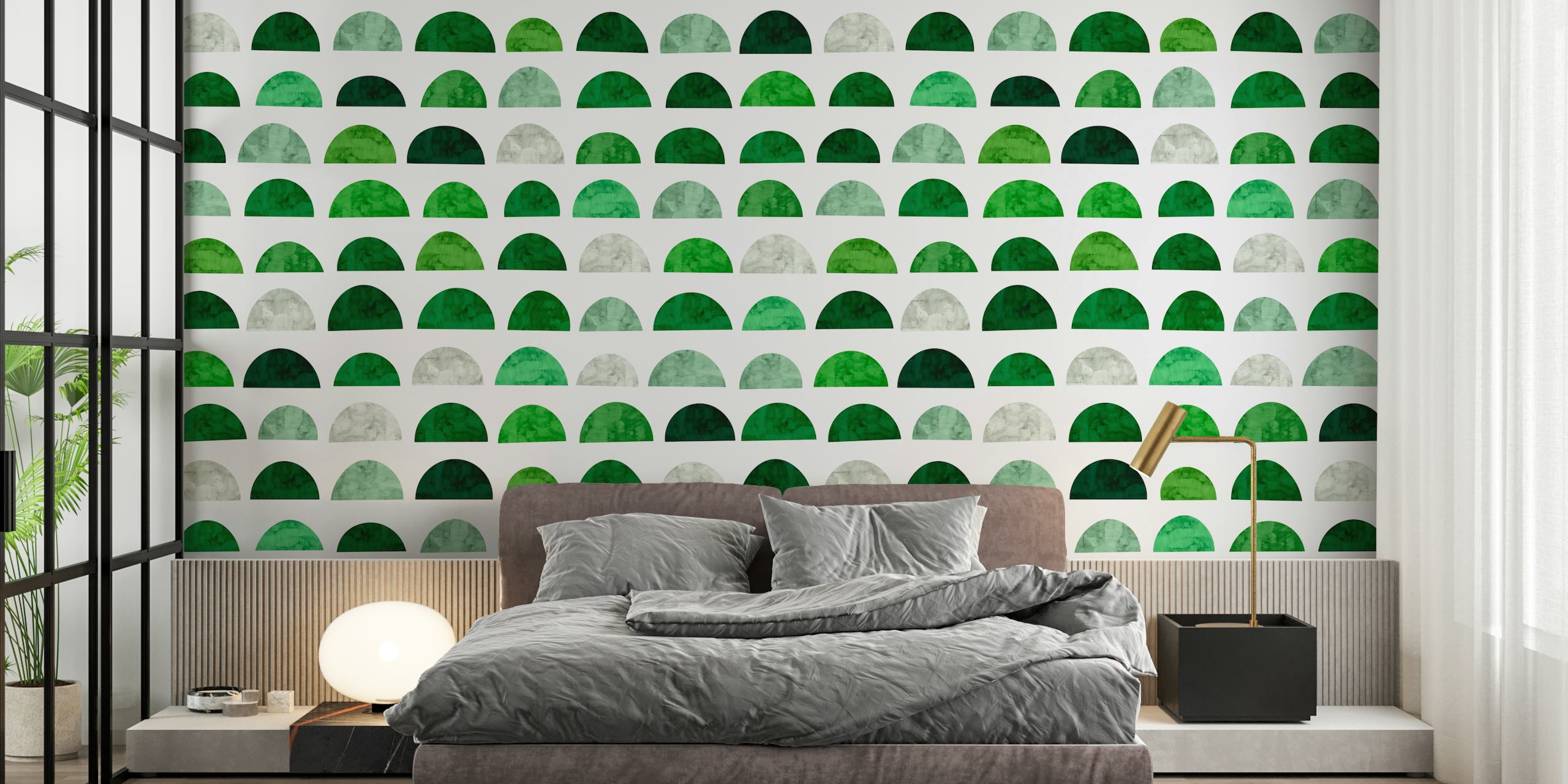 Emerald Stone Arches wallpaper in a room