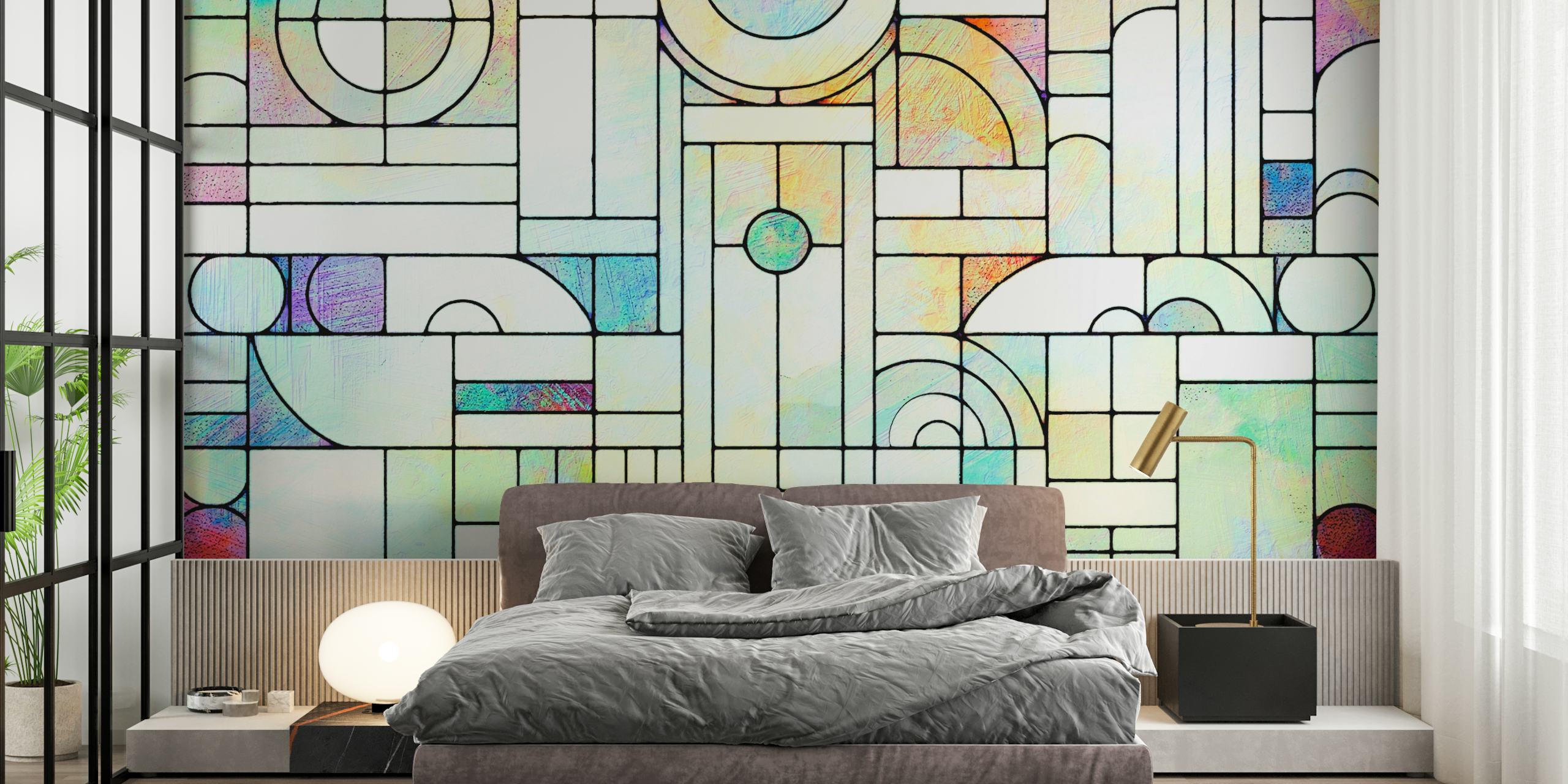 Modernist Mosaic tapet vist i et rom