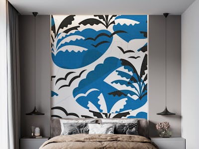 Greek Abstraction Palms in Blue WM