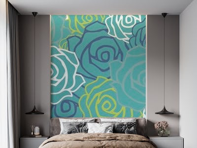 Teal Rose Pattern Contemporary