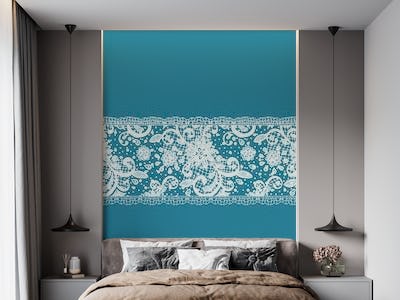 Teal Blue White Lace Classic
