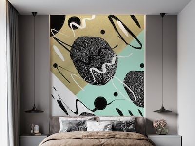 Gold Mint Black Abstract 1