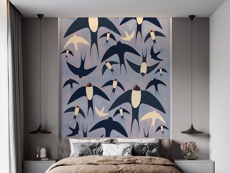Swallows flying
