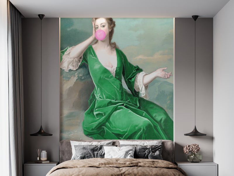 Woman wearing green dress