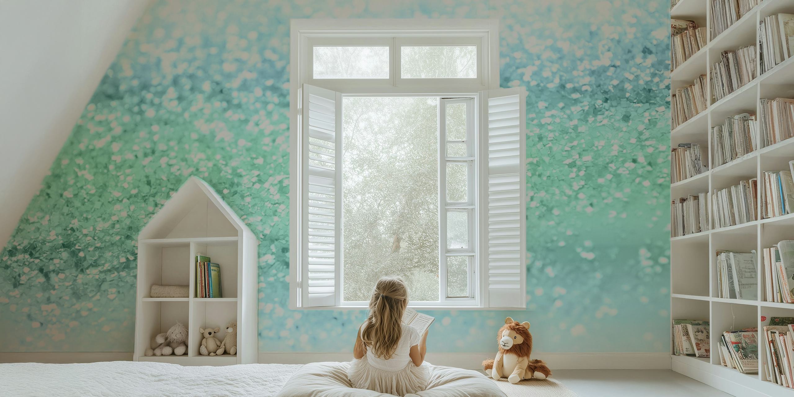 tapeta Aqua Seafoam Ocean Glitter u sobi