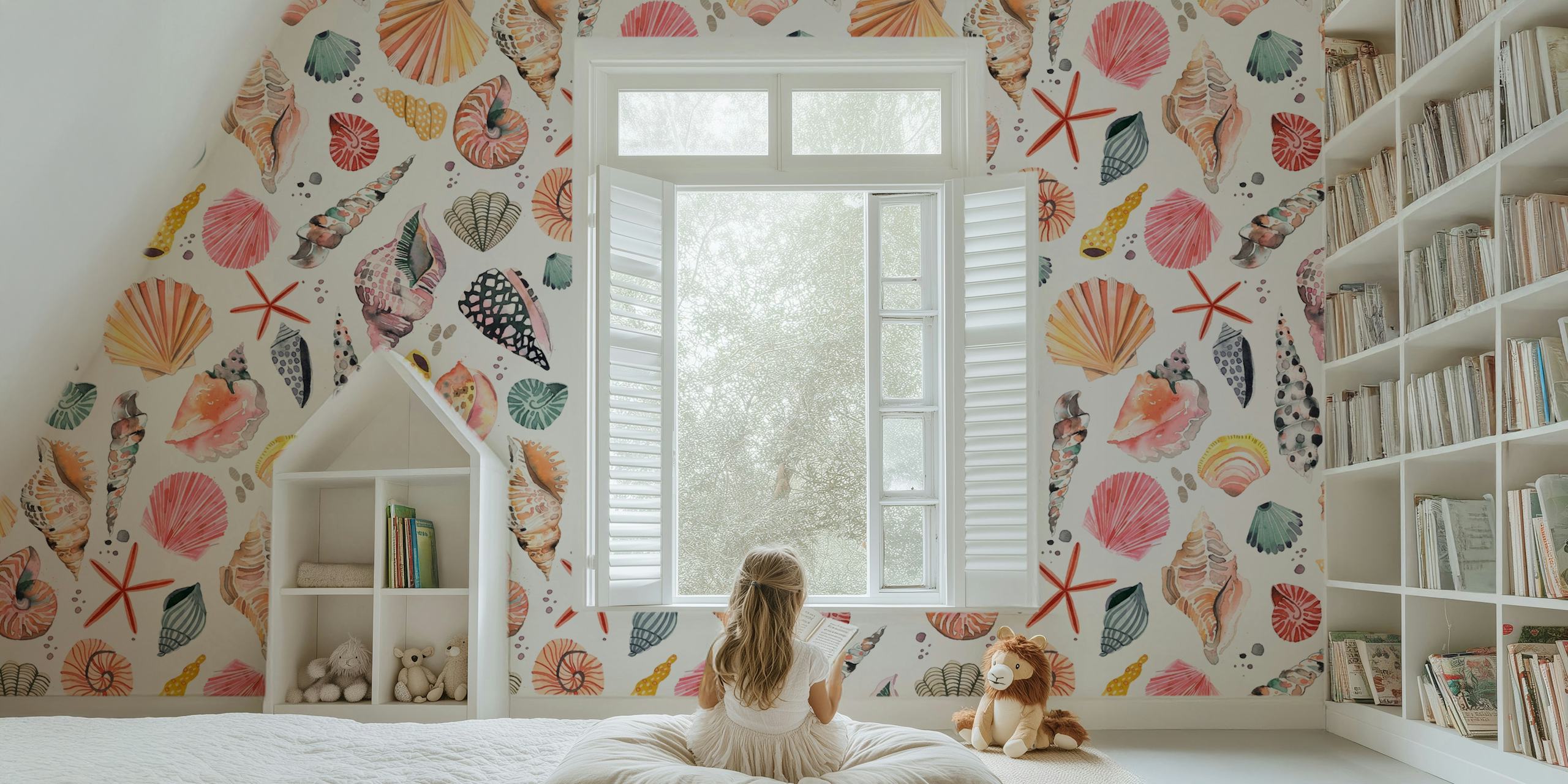 Seashells tapetti huoneessa