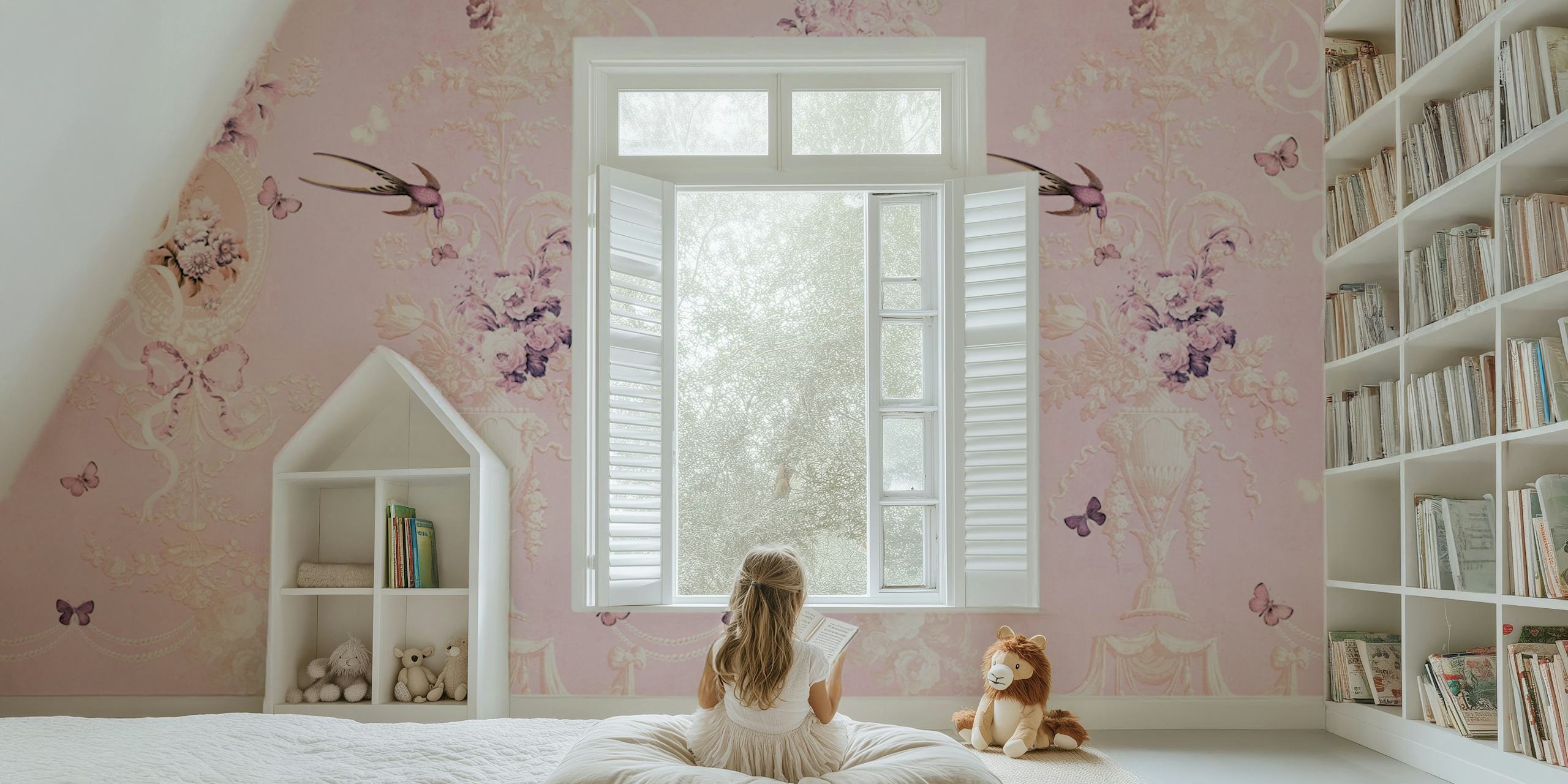 Bloemenbehang in een pastelkamer