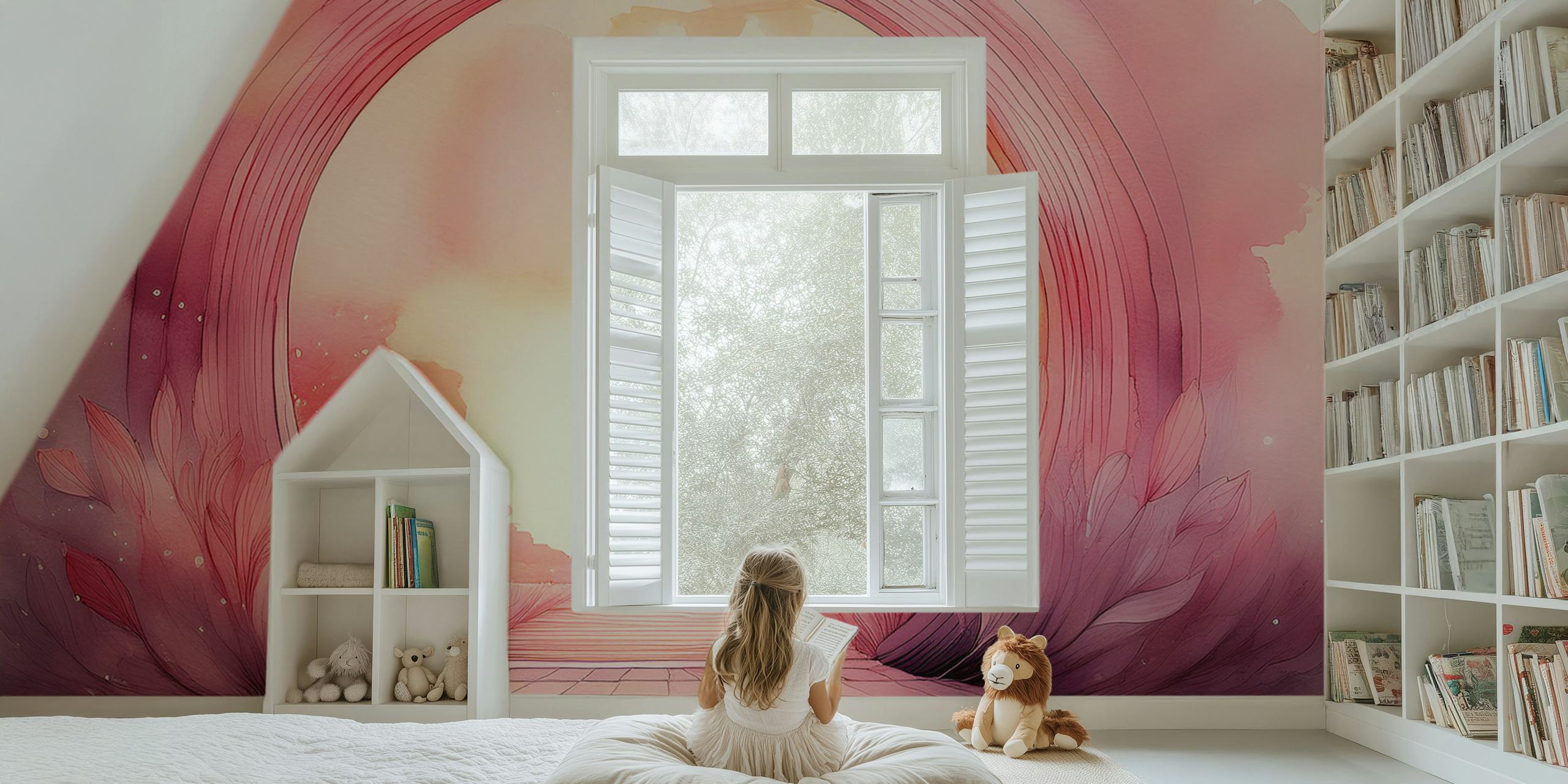 Papier peint Enchanted Pink Portal dans une pièce