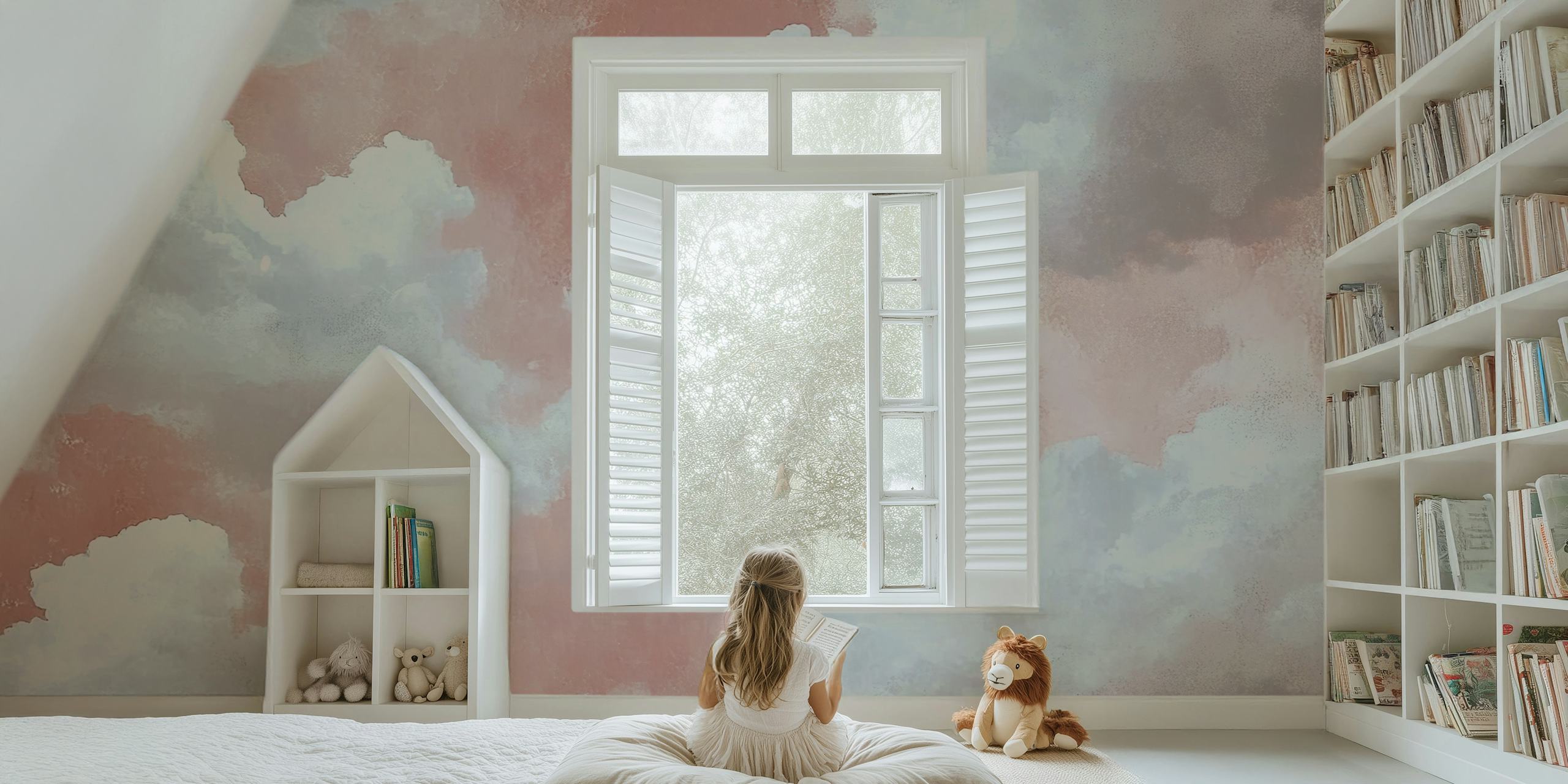 Pink clouds on a soft background wallpaper