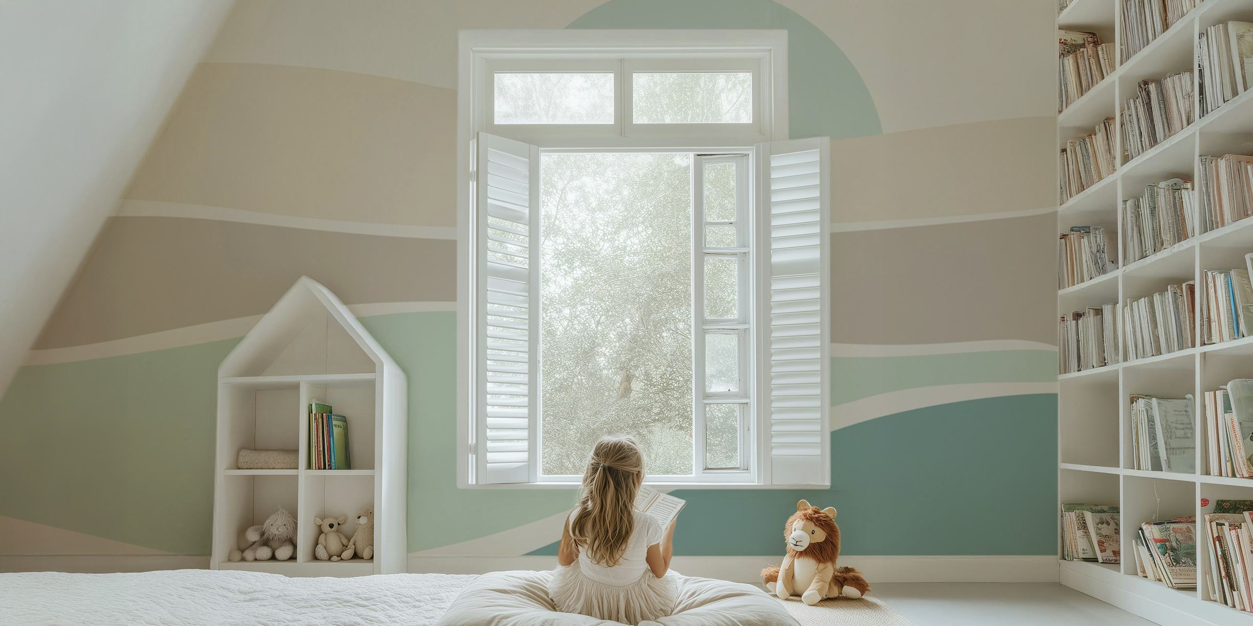 Papel de parede Serene Coastal Sunrise em um cômodo