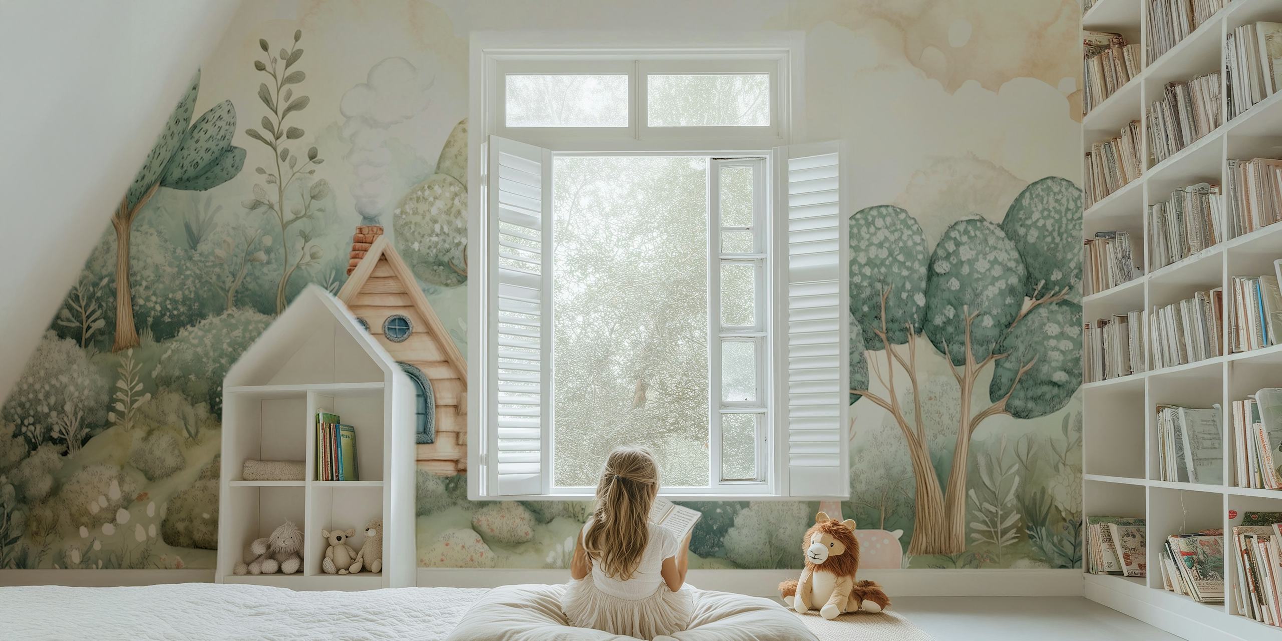 Dreamy Forest Cabin tapet i et rom