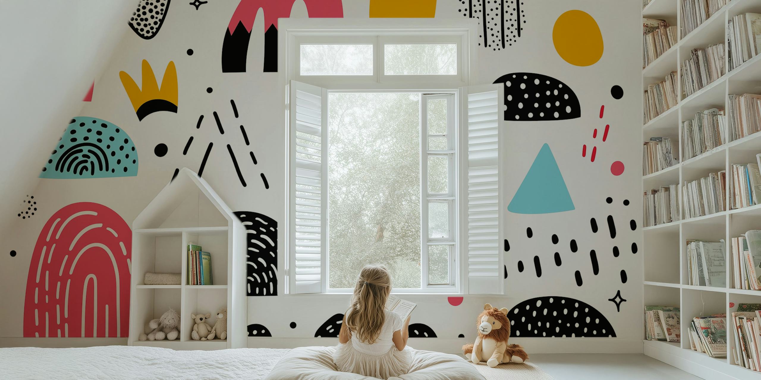 Playful Retro Motif tapet i ett rum