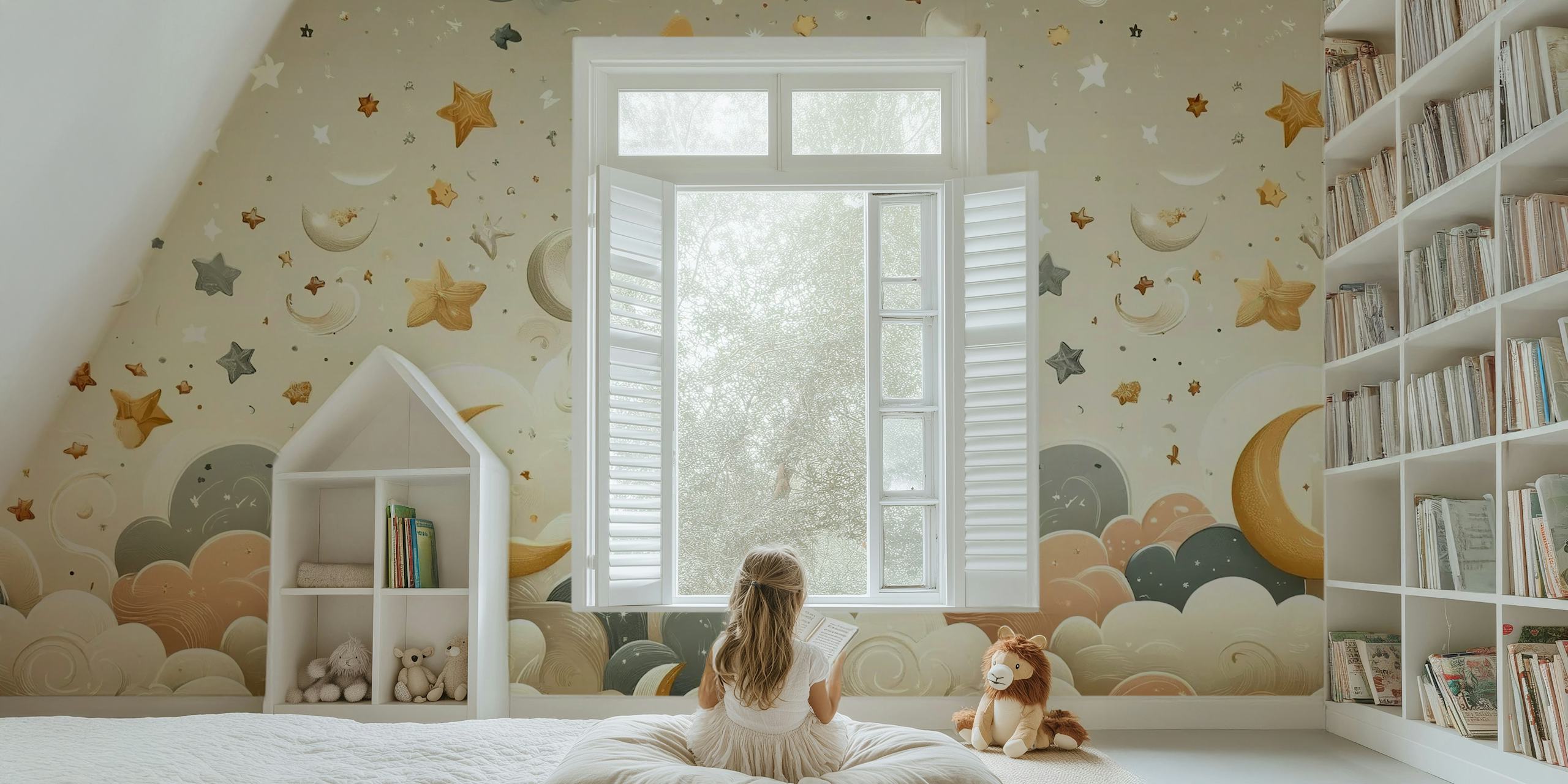 Starlit Dreams wallpaper with clouds and stars