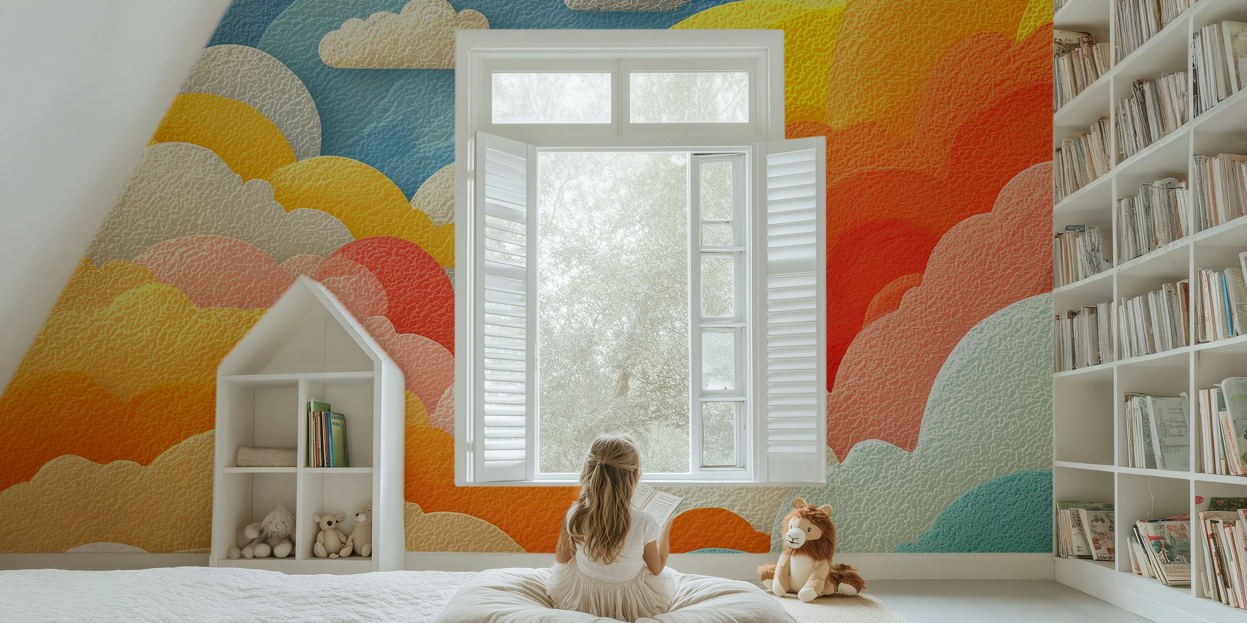 Sunlit Cloud Fantasy wallpaper in a room