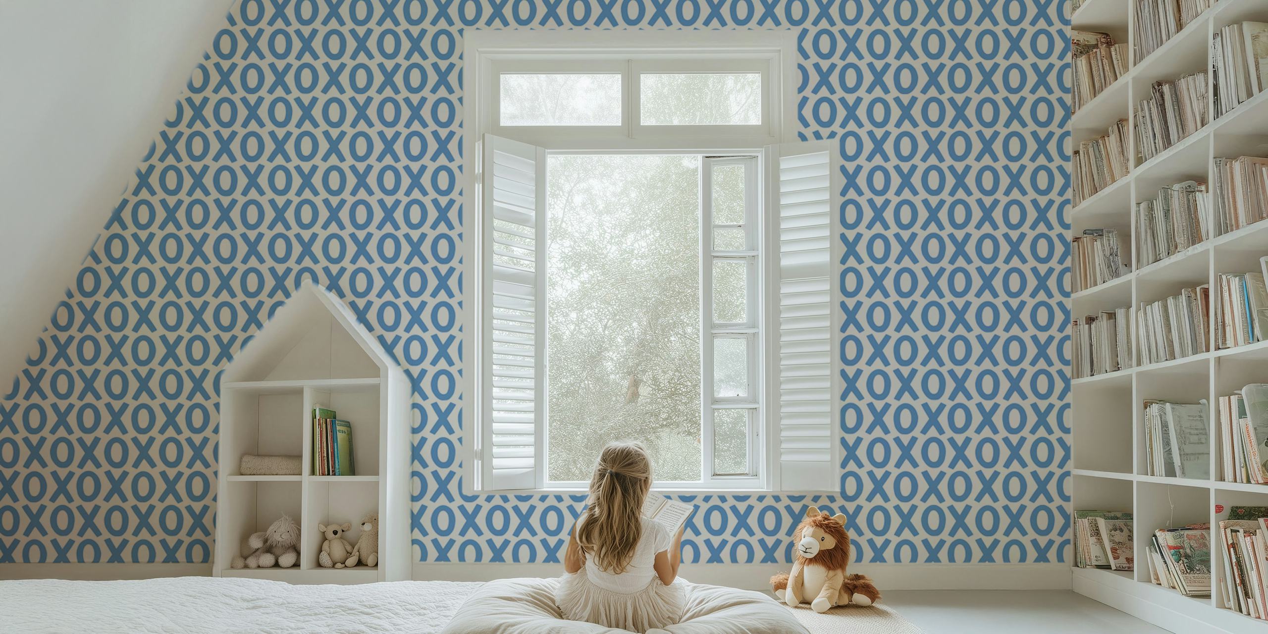 xoxo - papel pintado azul en una habitación