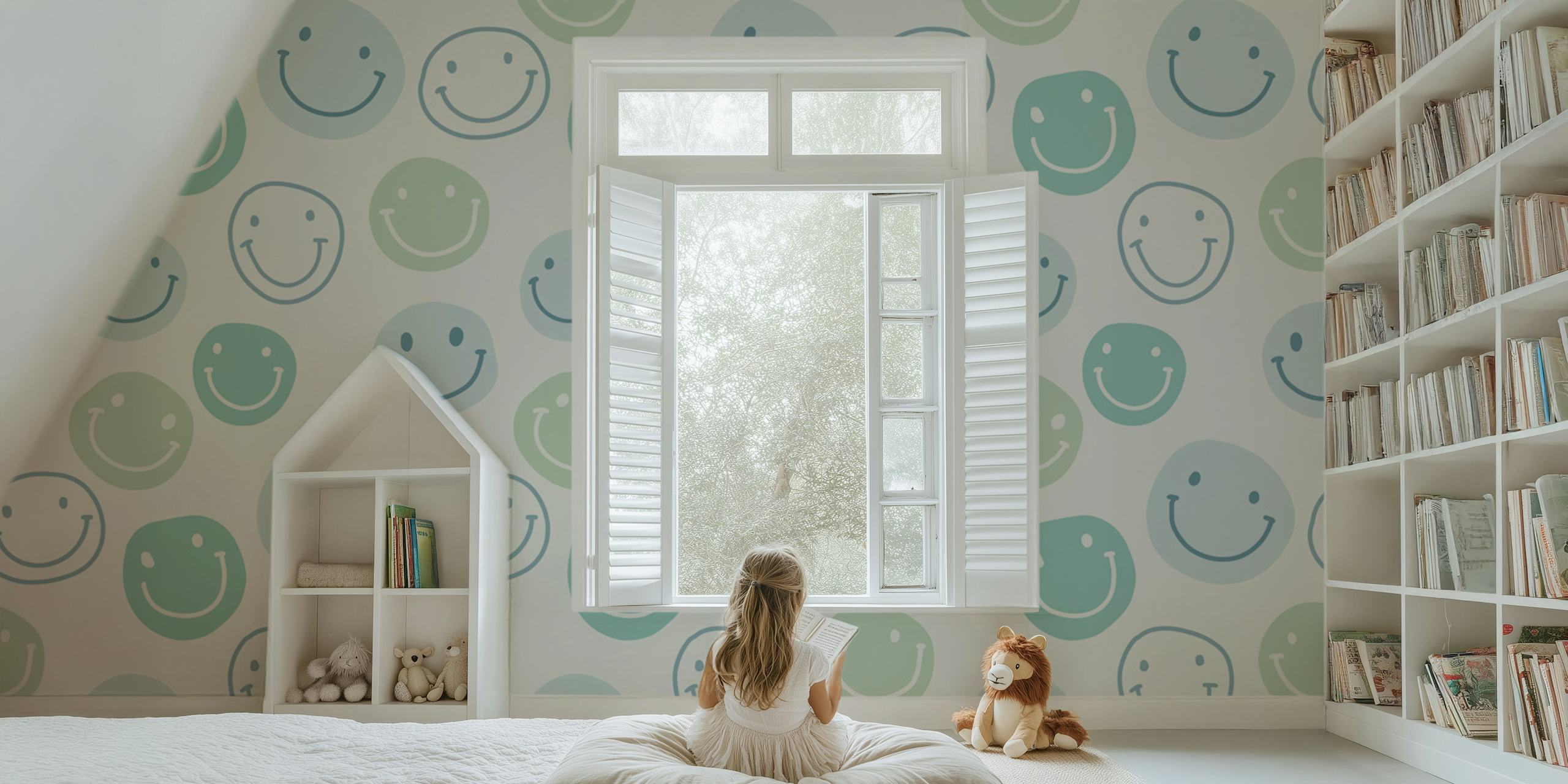 Groovy happy green tapetti huoneessa