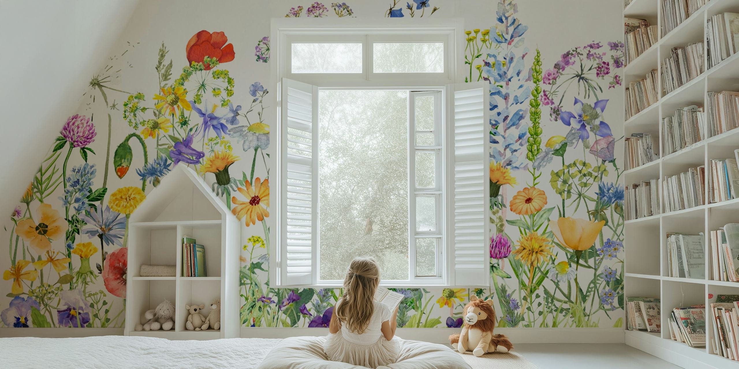 Fototapeta Scandinavian Wildflowers Garden s řadou barevných květin
