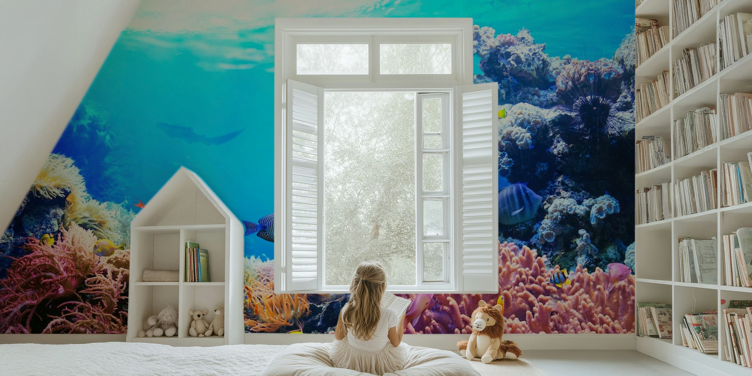 Underwater sea world wallpaper in a room