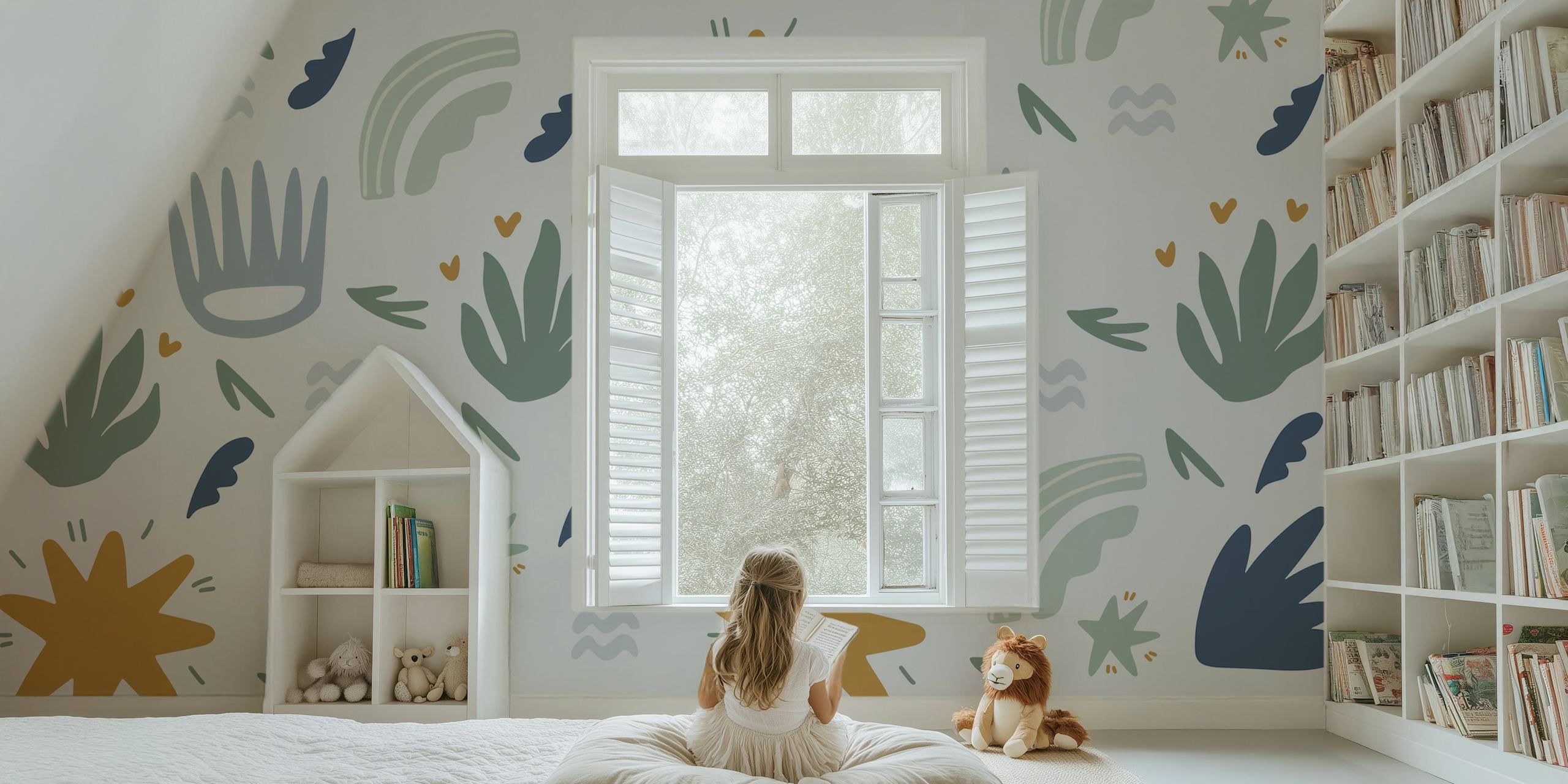 Happy Kids Wall Green wallpaper in a room