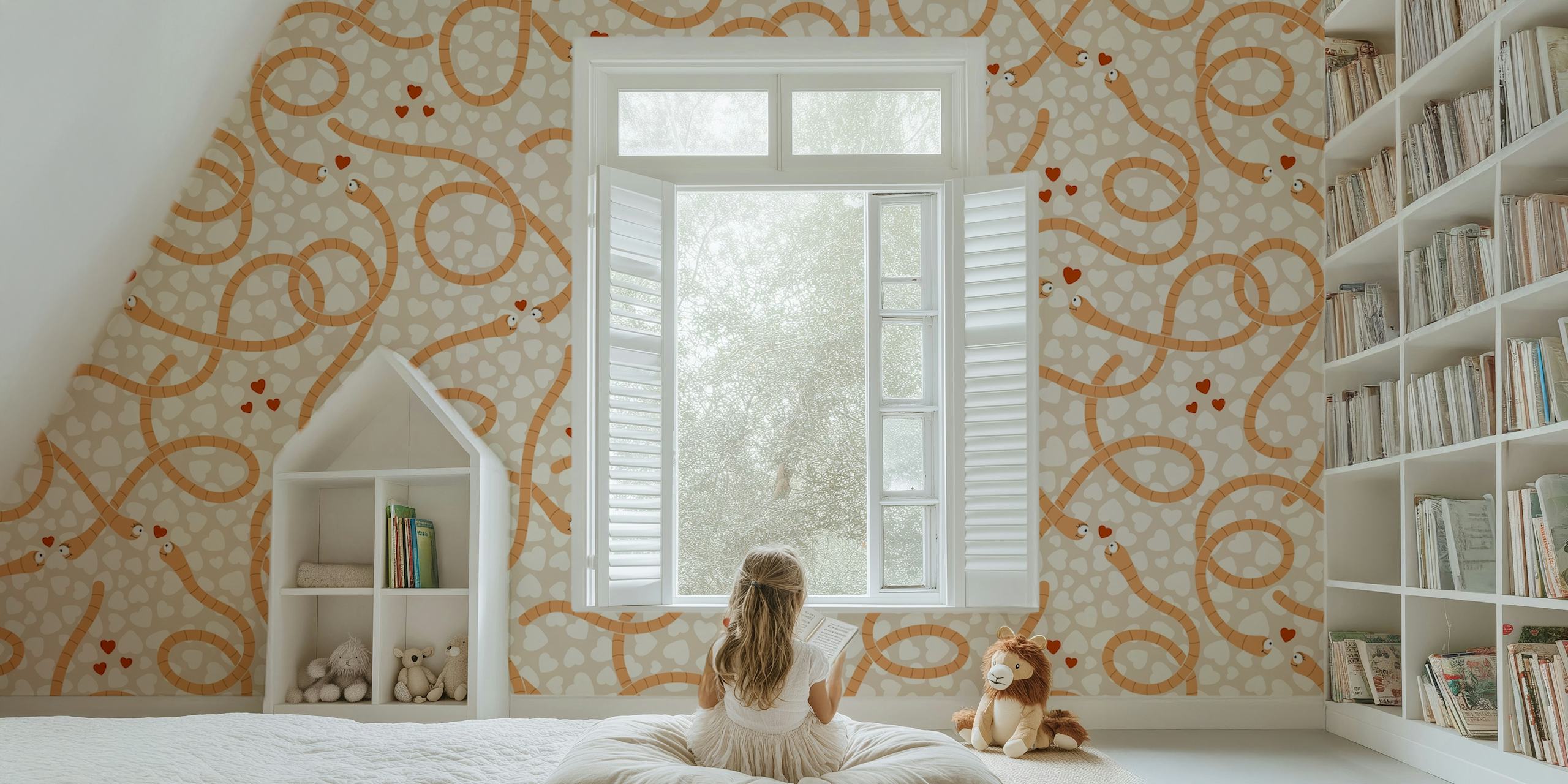 Worms in love papel de parede em um quarto