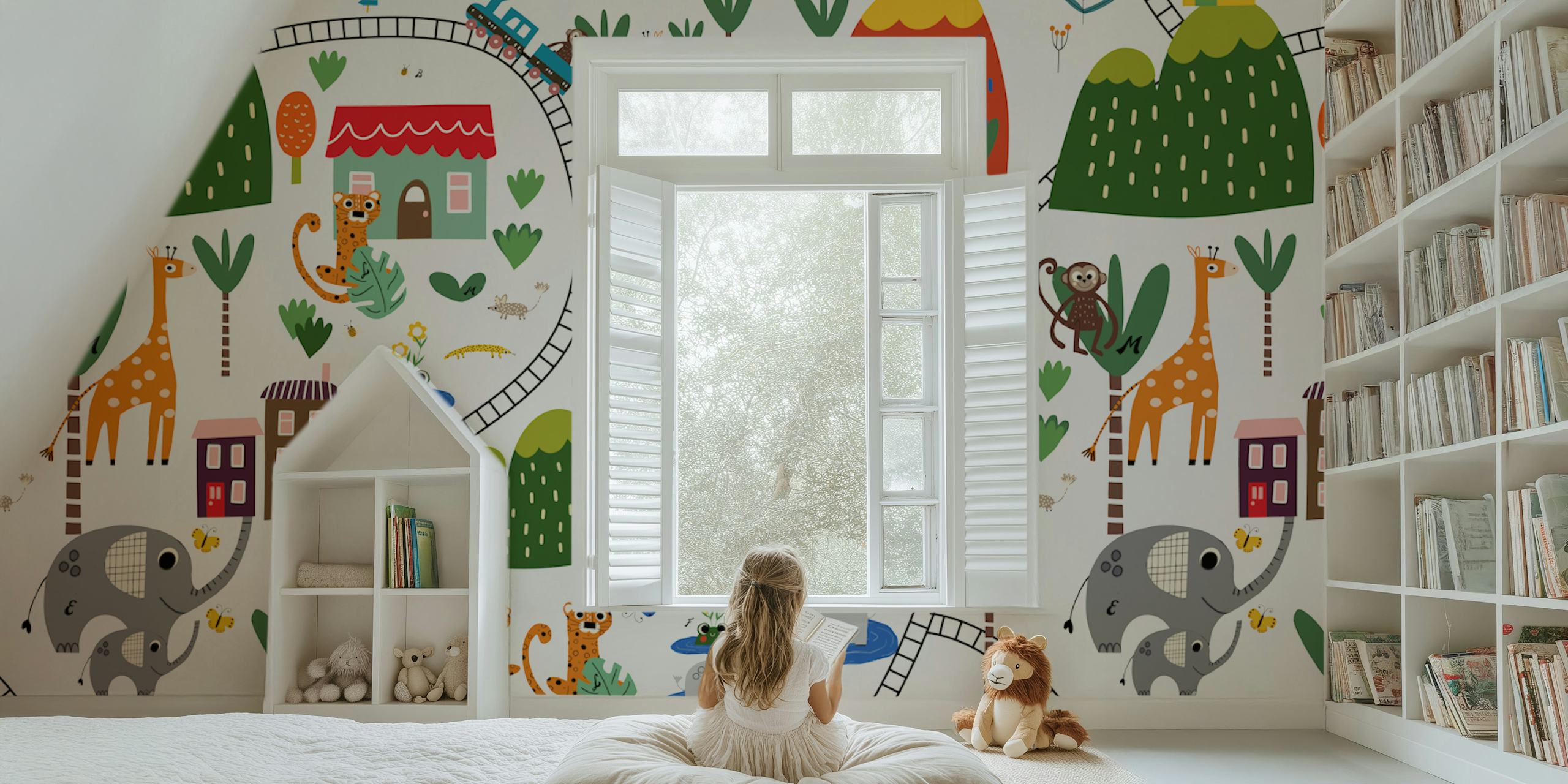 Mural Jungle Safari Fun Kids dans une chambre ludique