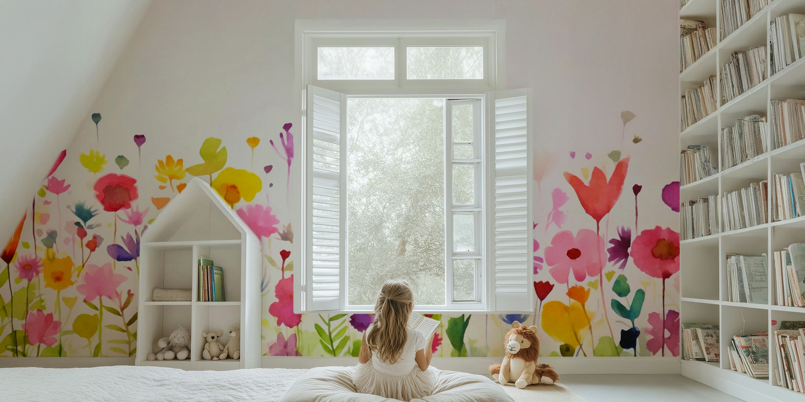 Colorful multicolor floral watercolor wallpaper