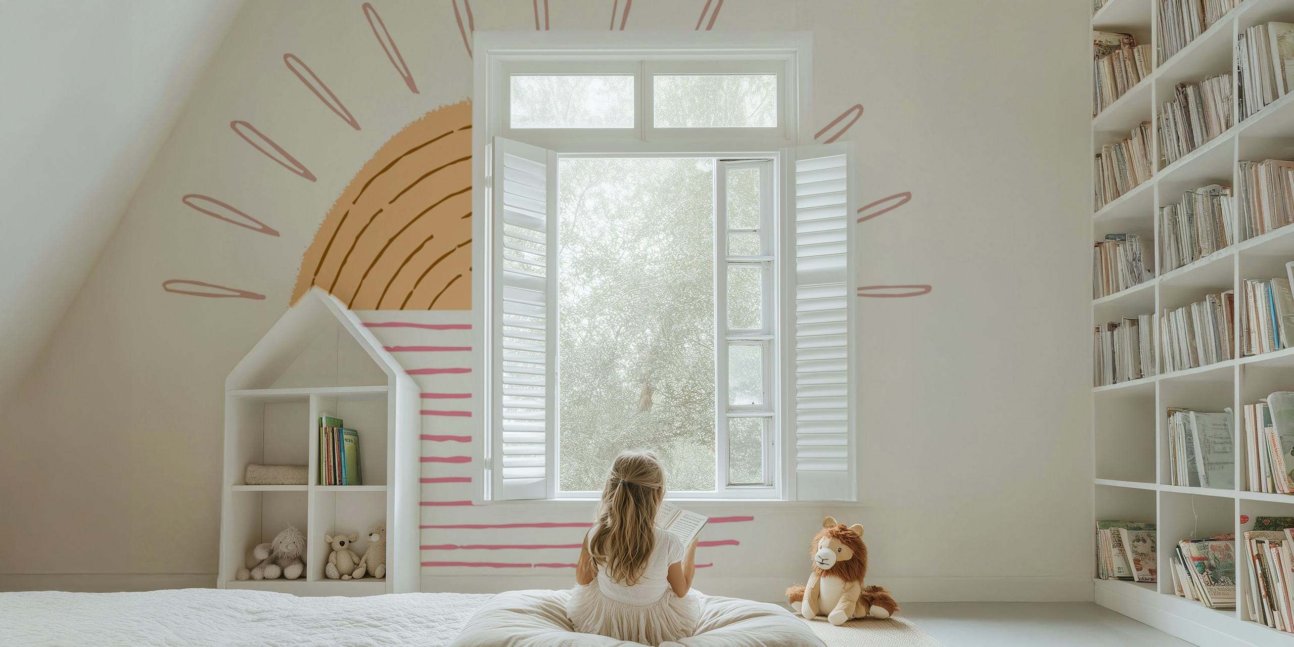Ενδεικτική Sweet Sunrise Mural με ζεστές αποχρώσεις και μινιμαλιστικό σχέδιο