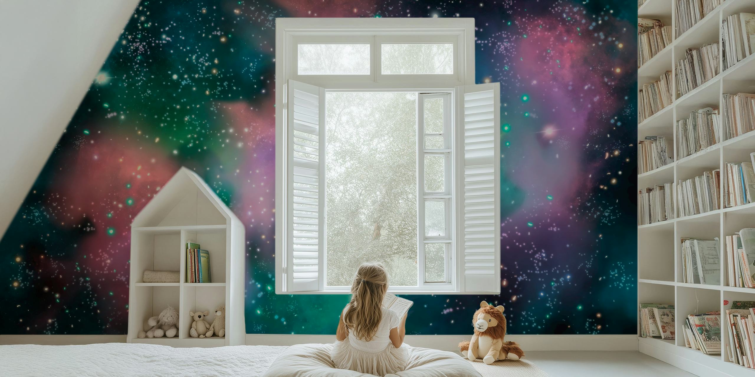 Celestial Harmony wallpaper displayed in a room