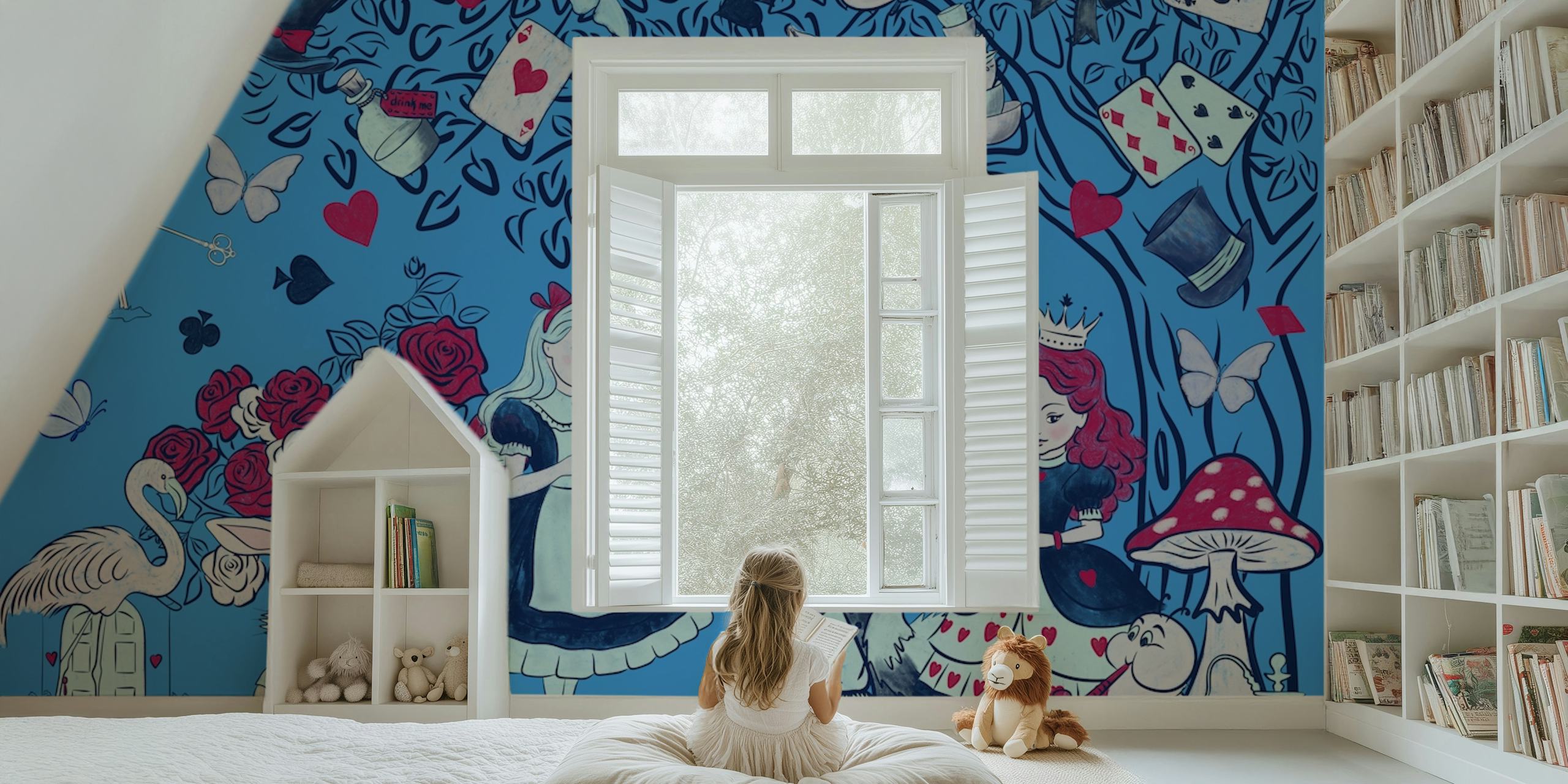 Papel de parede de fantasia com Alice e amigos