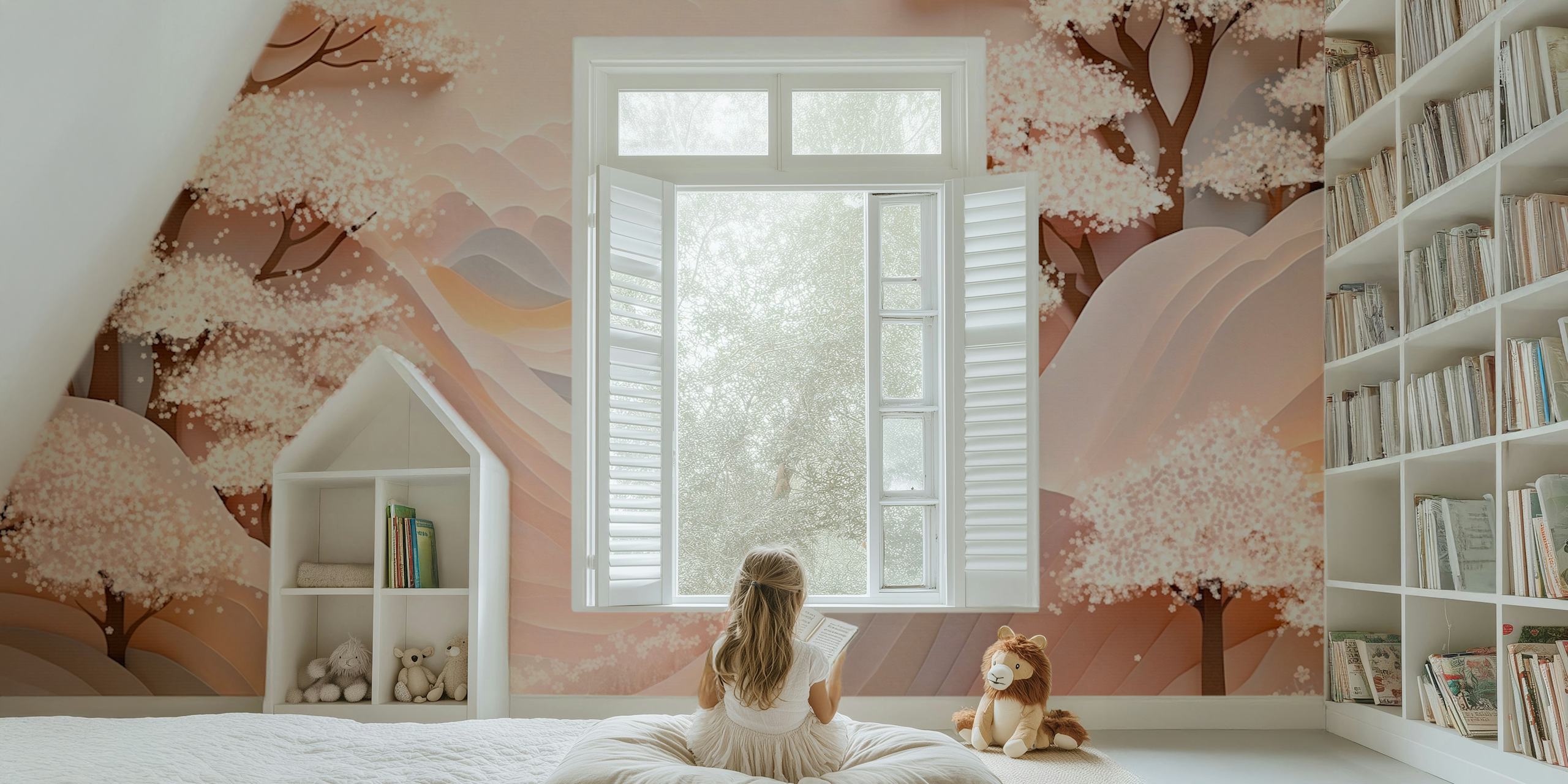 Sakura Garden Landscape wallpaper in a room