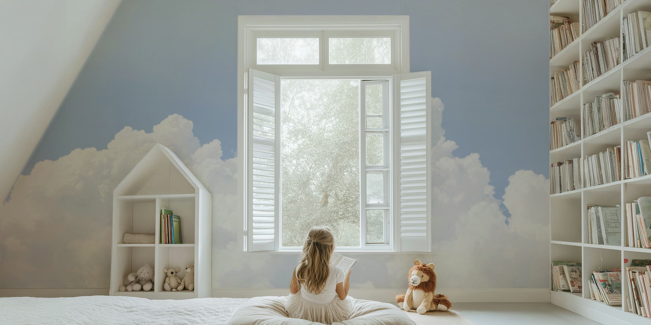 Pastel blue ombre clouds wallpaper in soft hues